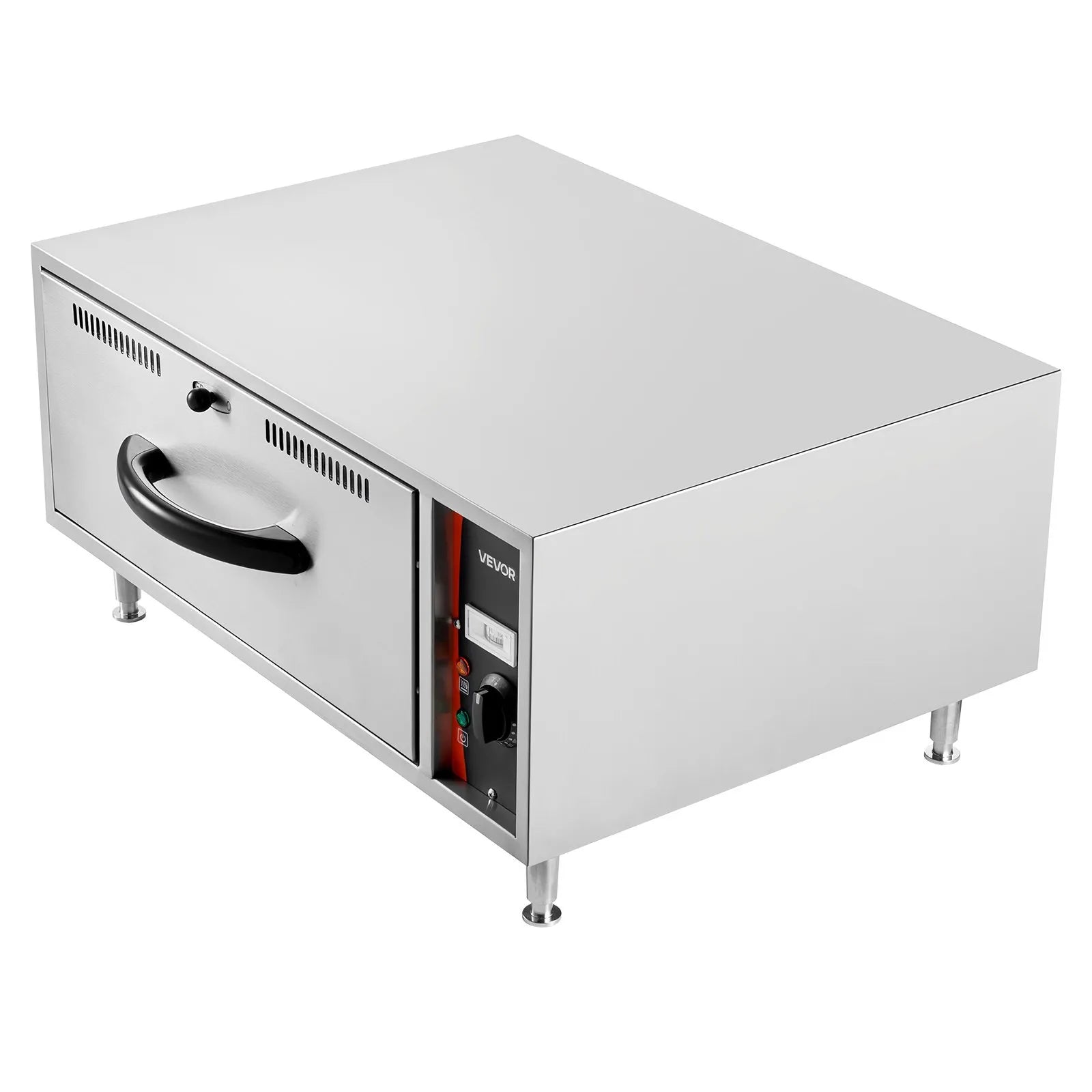 VEVOR Commercial Electric Drawer Warmer, Single-Drawer Stainless Steel Food Warmer, Freestanding Standard Warming Drawer Cabinet, 85°F–185°F Wide Temperature Range, for Restaurant, Hotel & Bakery 