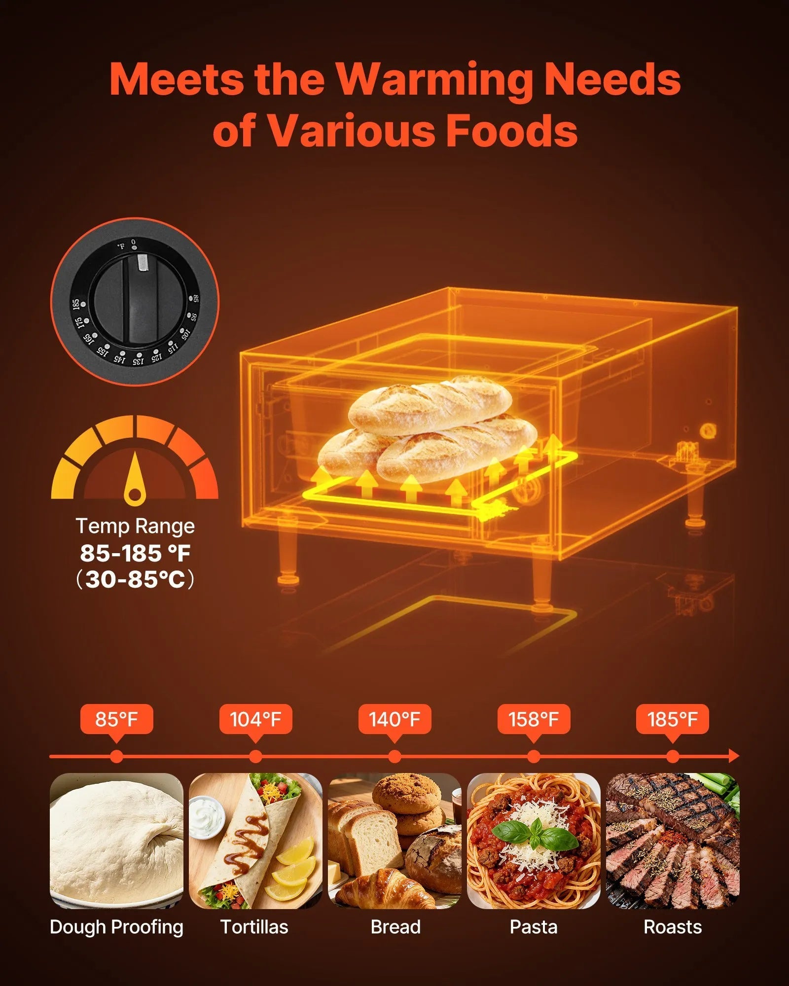 VEVOR Commercial Electric Drawer Warmer, Single-Drawer Stainless Steel Food Warmer, Freestanding Slim Warming Drawer Cabinet, 85°F–185°F Wide Temperature Range, for Restaurant, Hotel, Bakery & Kitchen 