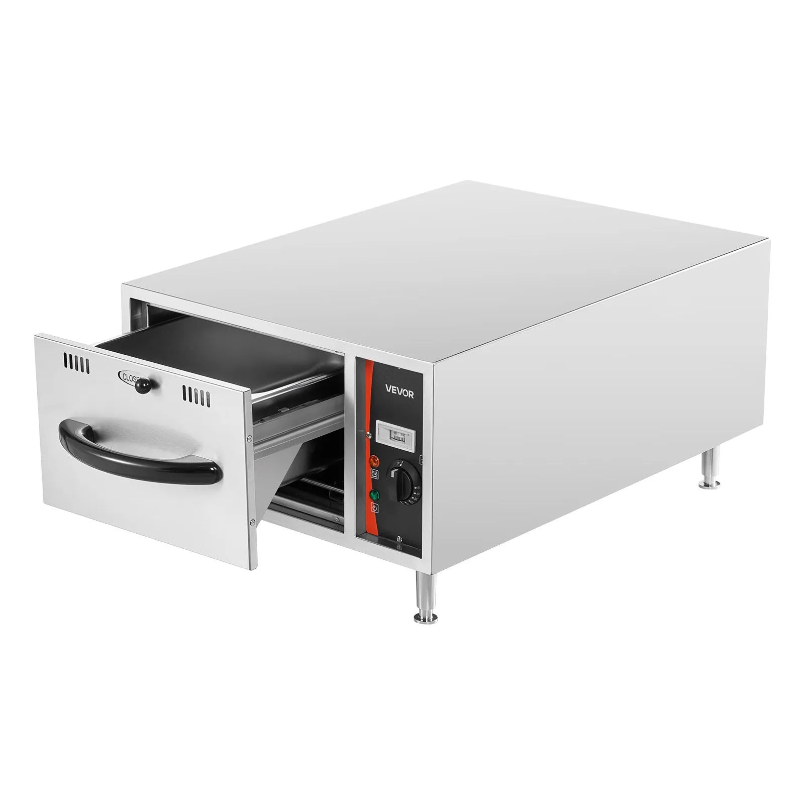 VEVOR Commercial Electric Drawer Warmer, Single-Drawer Stainless Steel Food Warmer, Freestanding Slim Warming Drawer Cabinet, 85°F–185°F Wide Temperature Range, for Restaurant, Hotel, Bakery & Kitchen 