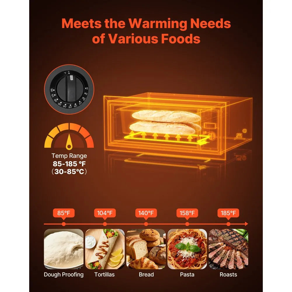 VEVOR Commercial Electric Drawer Warmer, Single-Drawer Stainless Steel Food Warmer, Built-in Installation Warming Drawer Cabinet, 85°F–185°F Wide Temperature Range, for Restaurant, Hotel & Bakery 