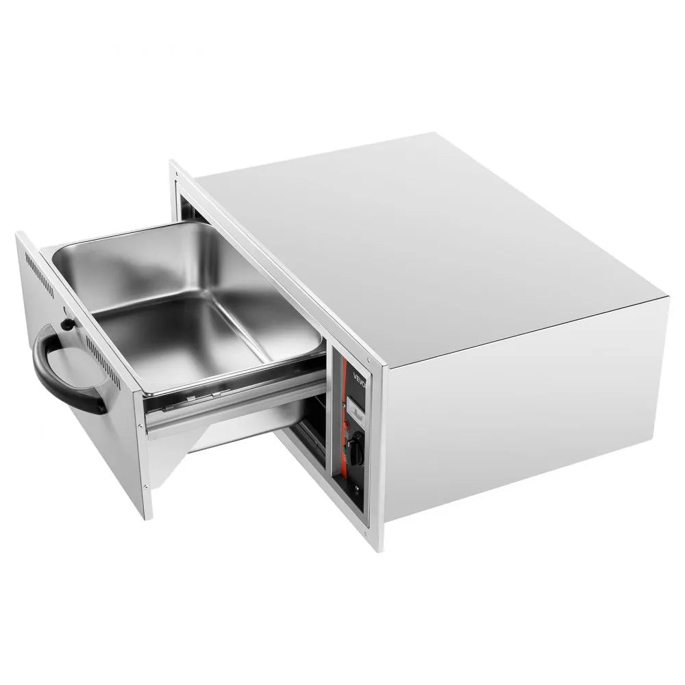 VEVOR Commercial Electric Drawer Warmer, Single-Drawer Stainless Steel Food Warmer, Built-in Installation Warming Drawer Cabinet, 85°F–185°F Wide Temperature Range, for Restaurant, Hotel & Bakery 