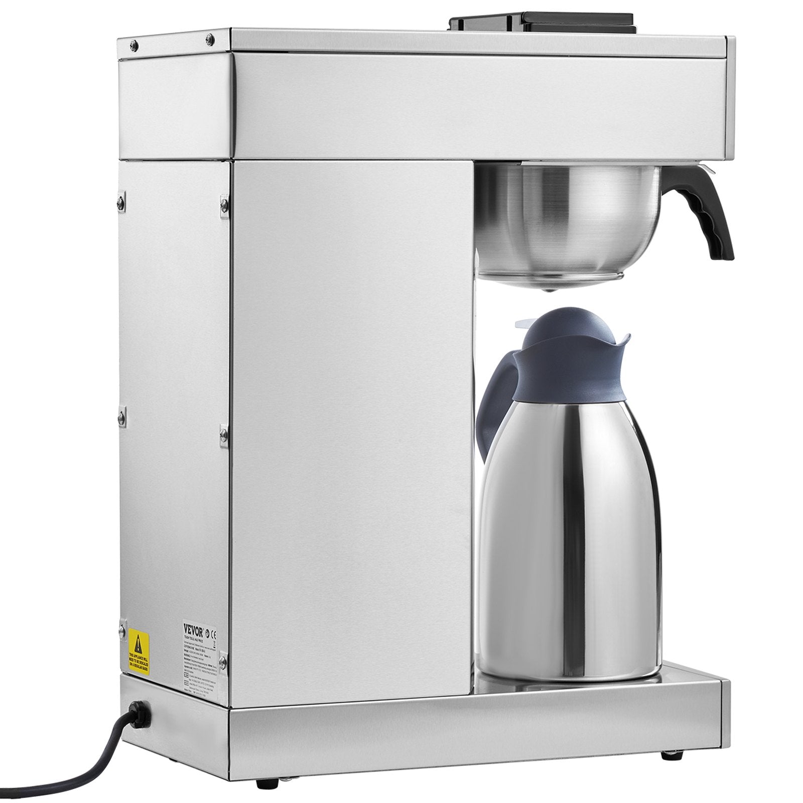 VEVOR 12 Cups Commercial Drip Coffee Maker with Thermal Carafe Restaurant Office 