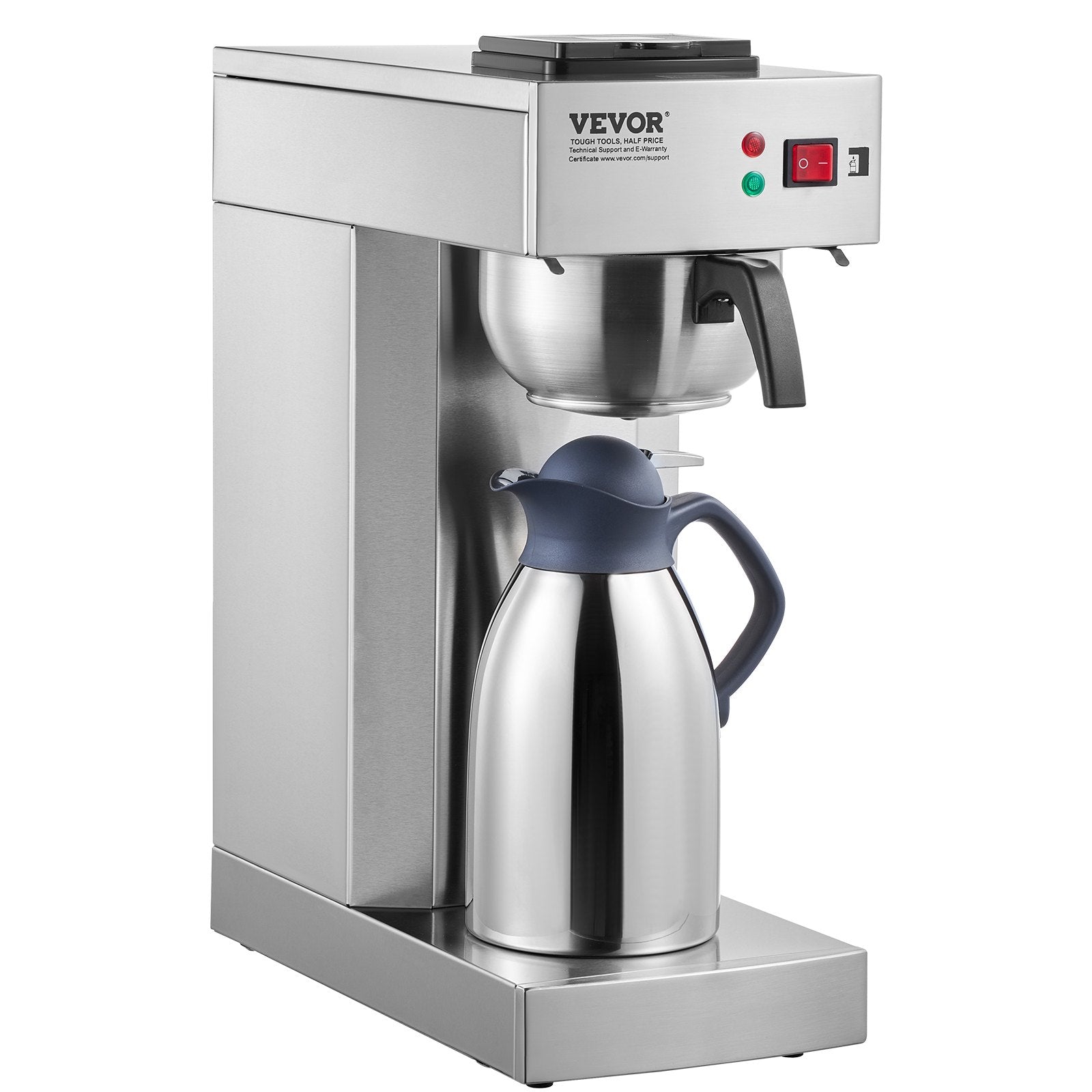 VEVOR 12 Cups Commercial Drip Coffee Maker with Thermal Carafe Restaurant Office 