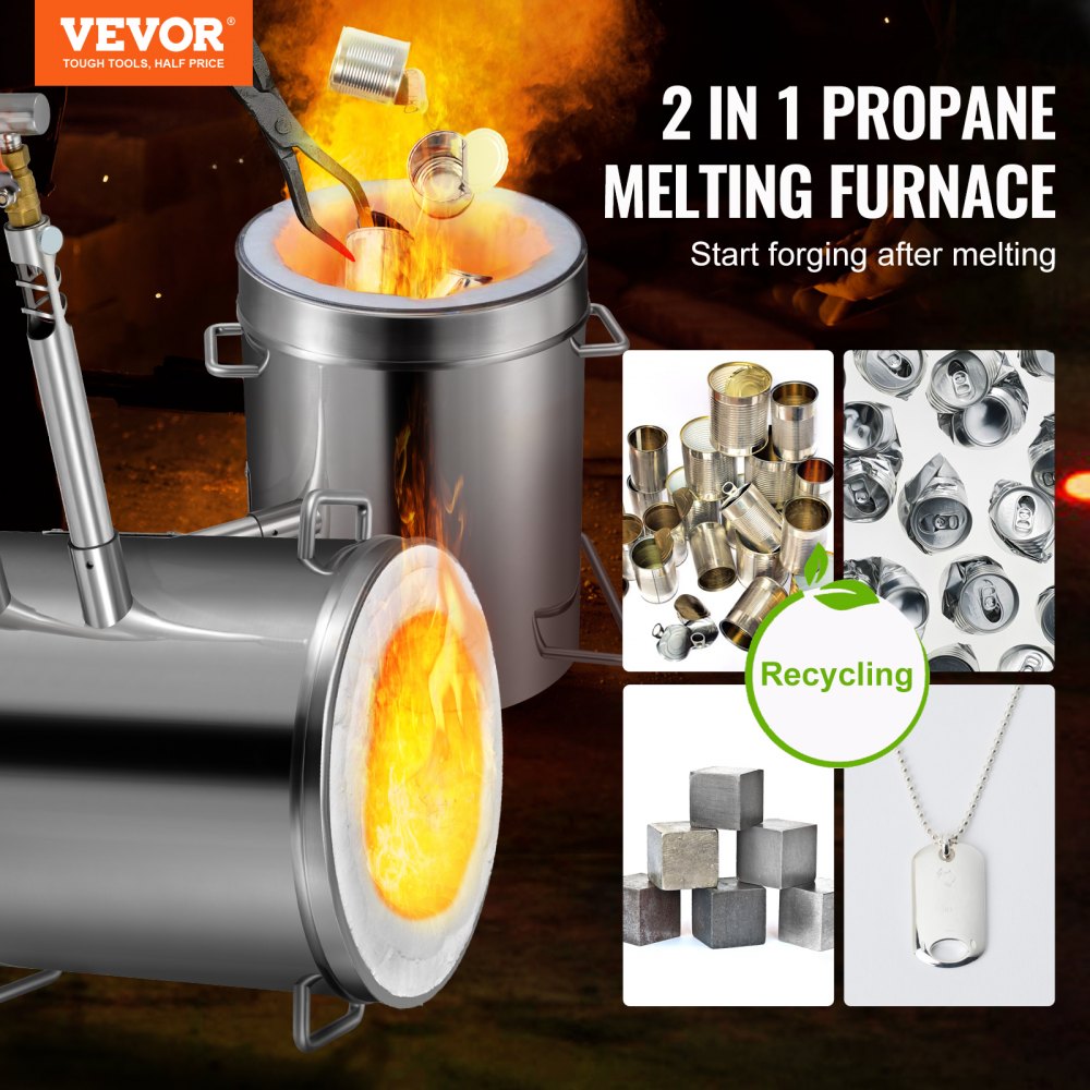 VEVOR 12KG Propane Smelting Furnace Kit Melting Furnace Double Burners 2700? 