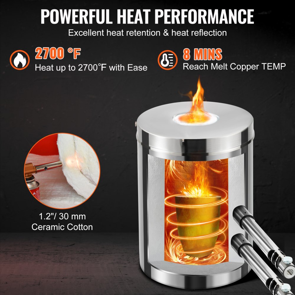 VEVOR 12KG Propane Smelting Furnace Kit Melting Furnace Double Burners 2700? 