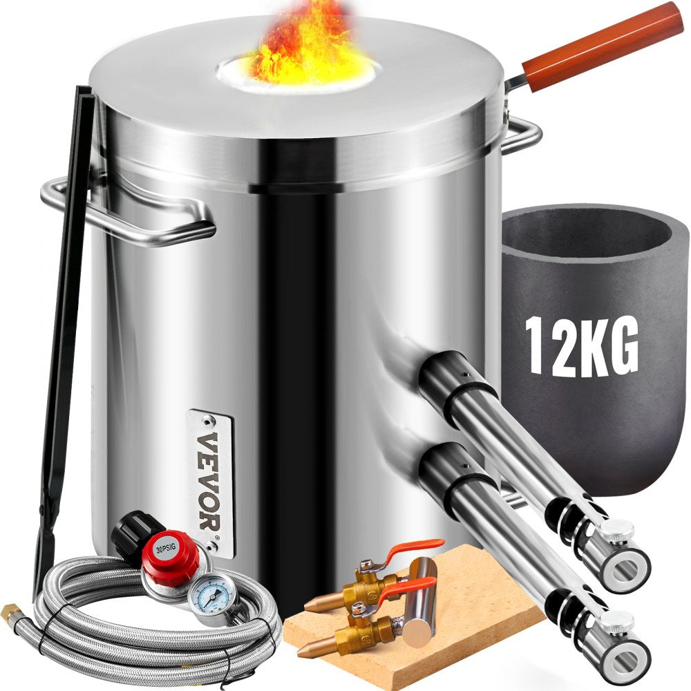 VEVOR 12KG Propane Smelting Furnace Kit Melting Furnace Double Burners 2700? 
