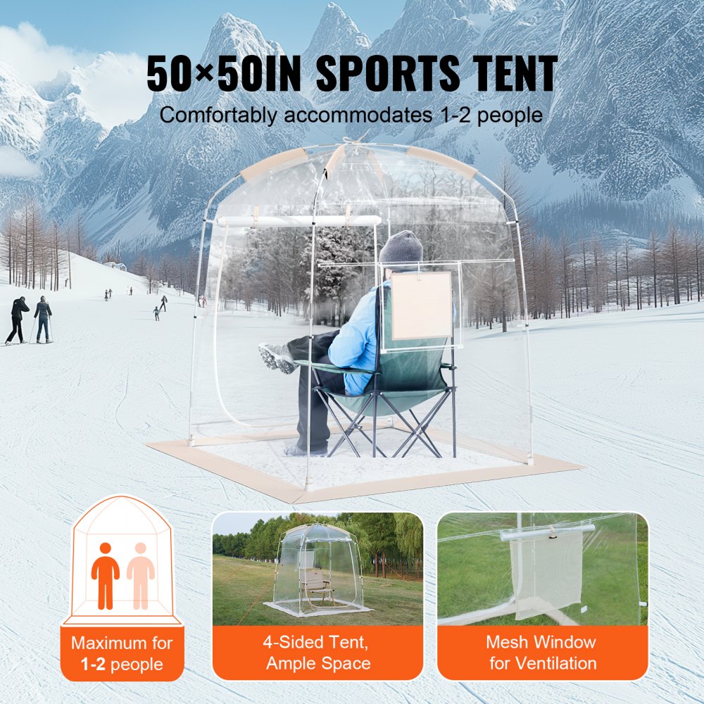 VEVOR Sports Tent Instant Tent Shelter Weather Proof 1 Person Clear Bubble Tent 