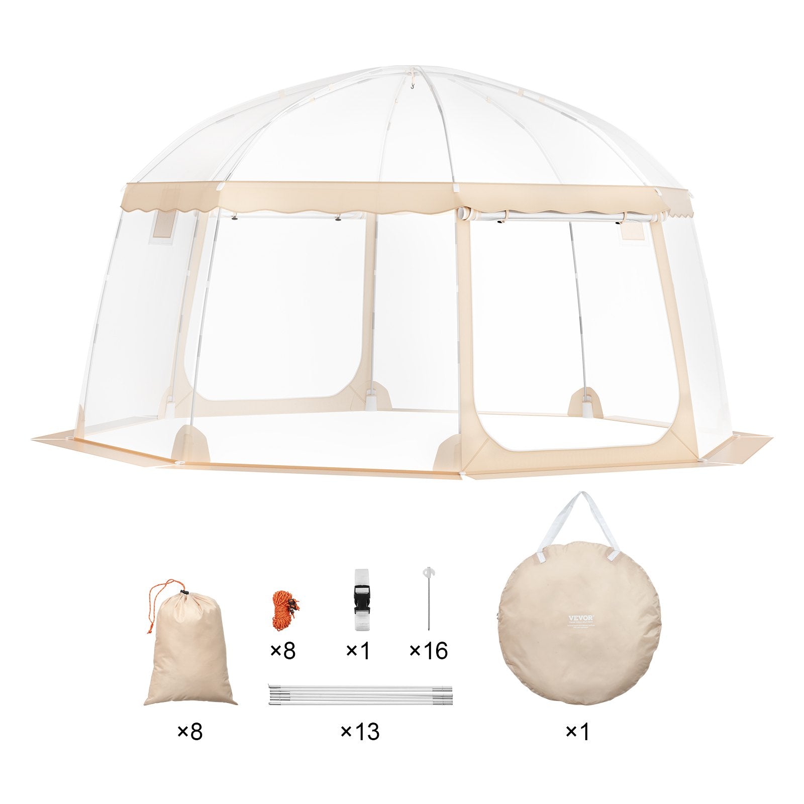 VEVOR Sports Tent Instant Pop-Up Tent Shelter Weather Proof 12-15 People Clear 