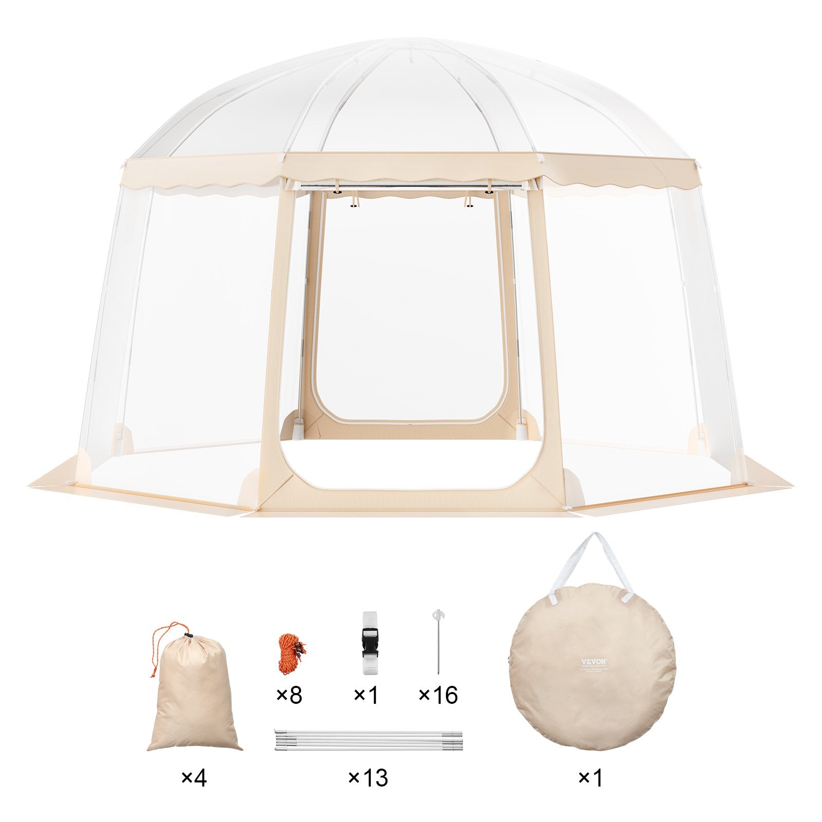 VEVOR Sports Tent Instant Pop-Up Tent Shelter Weather Proof 8-10 People Clear 