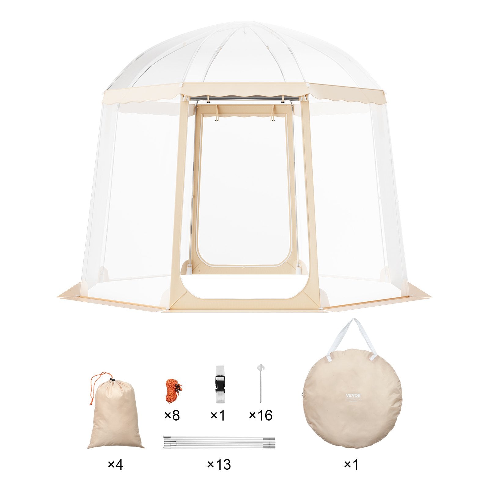 VEVOR Sports Tent Instant Pop-Up Tent Shelter Weather Proof 4-8 People Clear 
