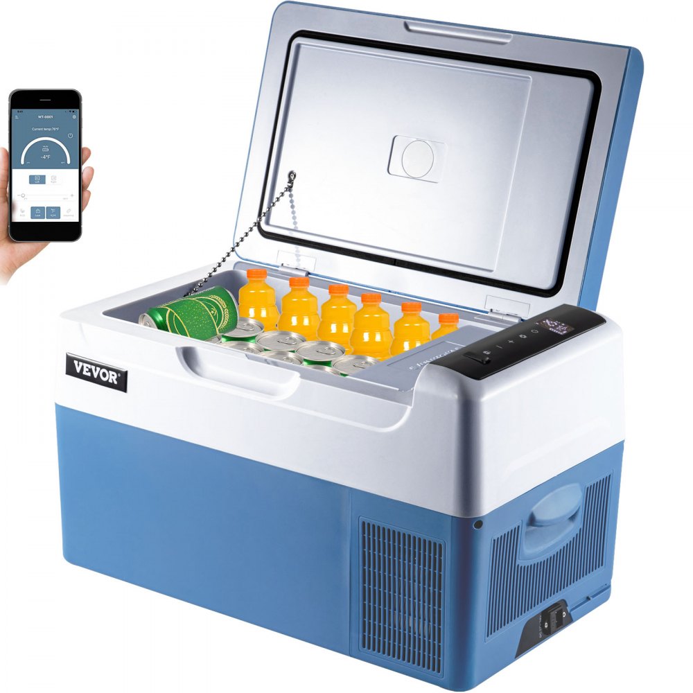 VEVOR Portable Refrigerator 23 Quart(22 Liter),12 Volt Refrigerator App Control(-4?~68?), Car Refrigerator Electric Compressor Cooler with 12/24v DC & 110-240v AC for Camping, Travel, Fishing, Outdoor 
