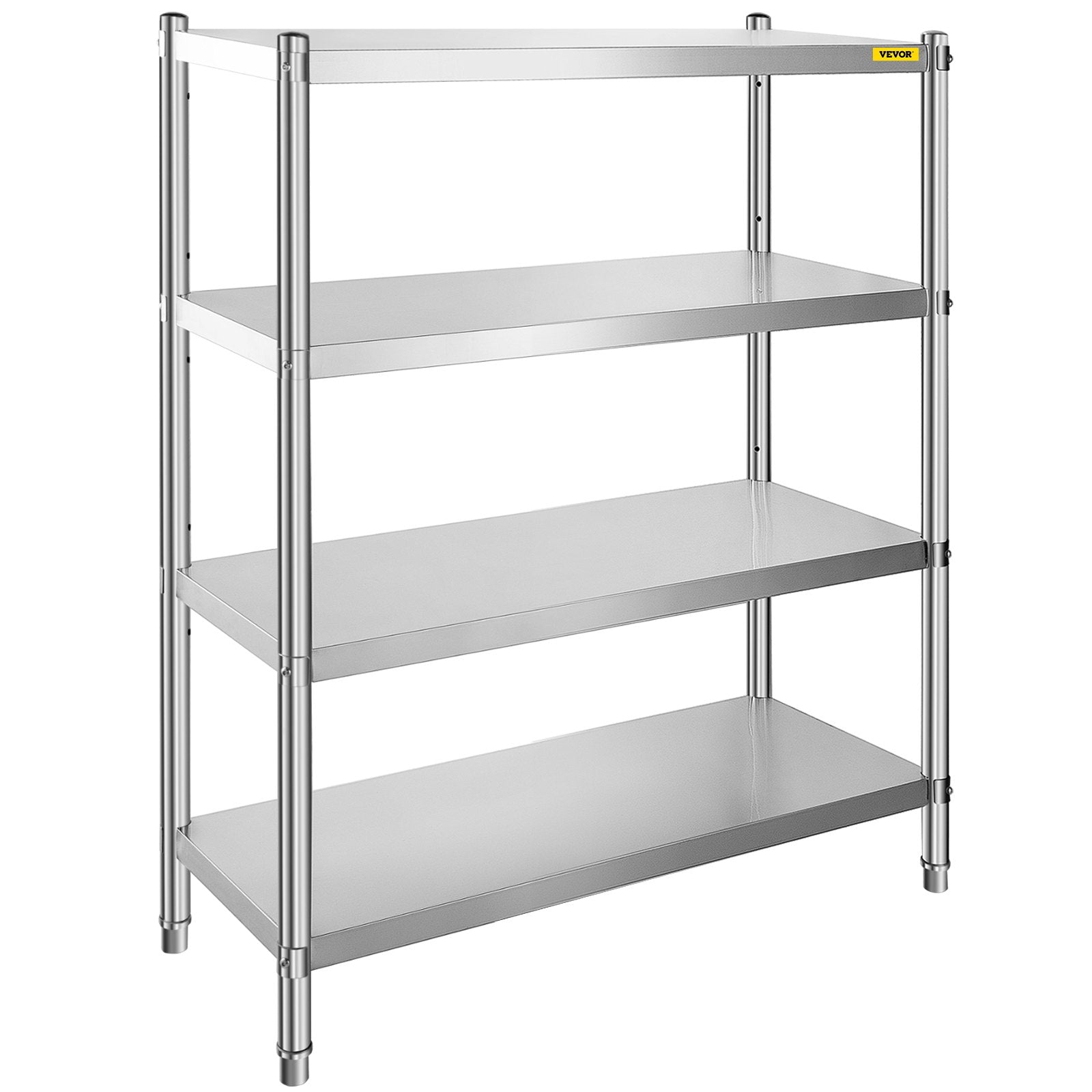 VEVOR Stainless Steel Shelving 46.8x18.5 Inch 4 Tier Adjustable Shelf Storage Unit Stainless Steel Heavy Duty Shelving for Kitchen Commercial Office Garage Storage 330lb Per Shelf 