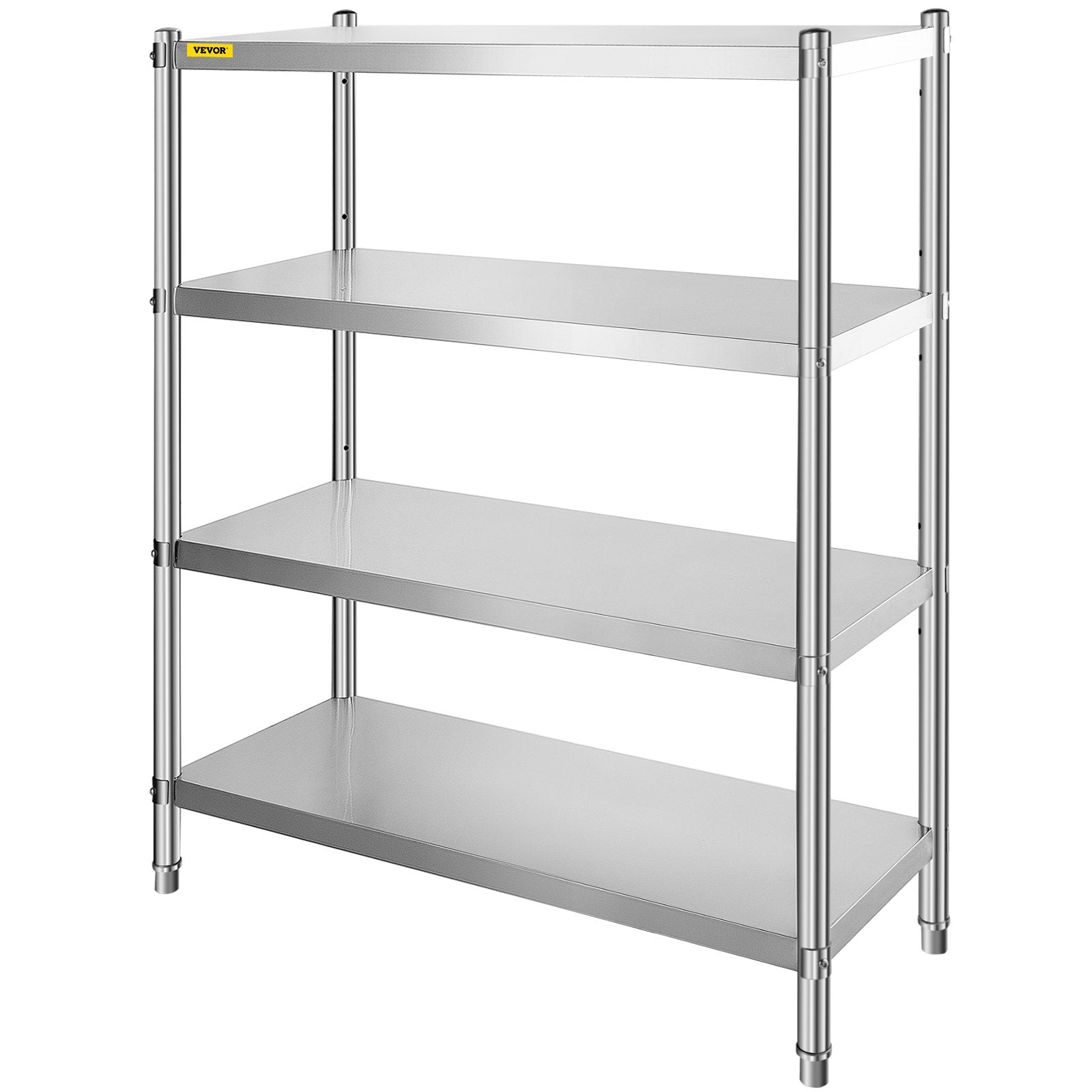 VEVOR Stainless Steel Shelving 46.8x18.5 Inch 4 Tier Adjustable Shelf Storage Unit Stainless Steel Heavy Duty Shelving for Kitchen Commercial Office Garage Storage 330lb Per Shelf 