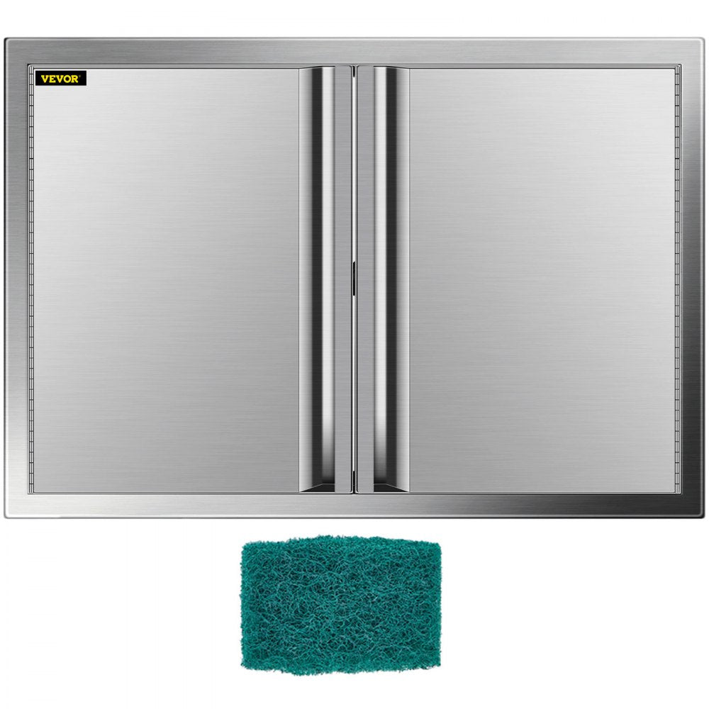 VEVOR BBQ Access Door 30.5W x 21H Inch, Double BBQ Door Stainless Steel with Recessed Handle, Outdoor Kitchen Doors for BBQ Island, Grill Station, Outside Cabinet 