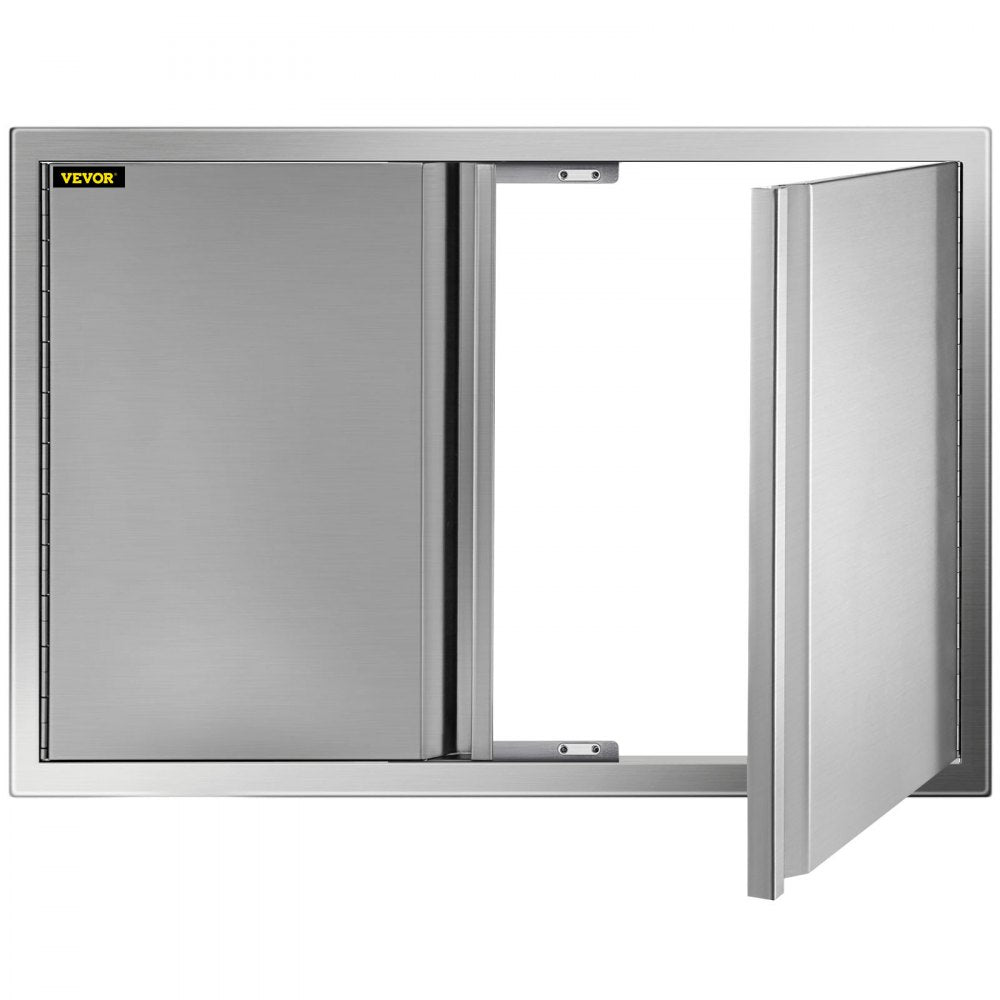 VEVOR BBQ Access Door 30.5W x 21H Inch, Double BBQ Door Stainless Steel with Recessed Handle, Outdoor Kitchen Doors for BBQ Island, Grill Station, Outside Cabinet 