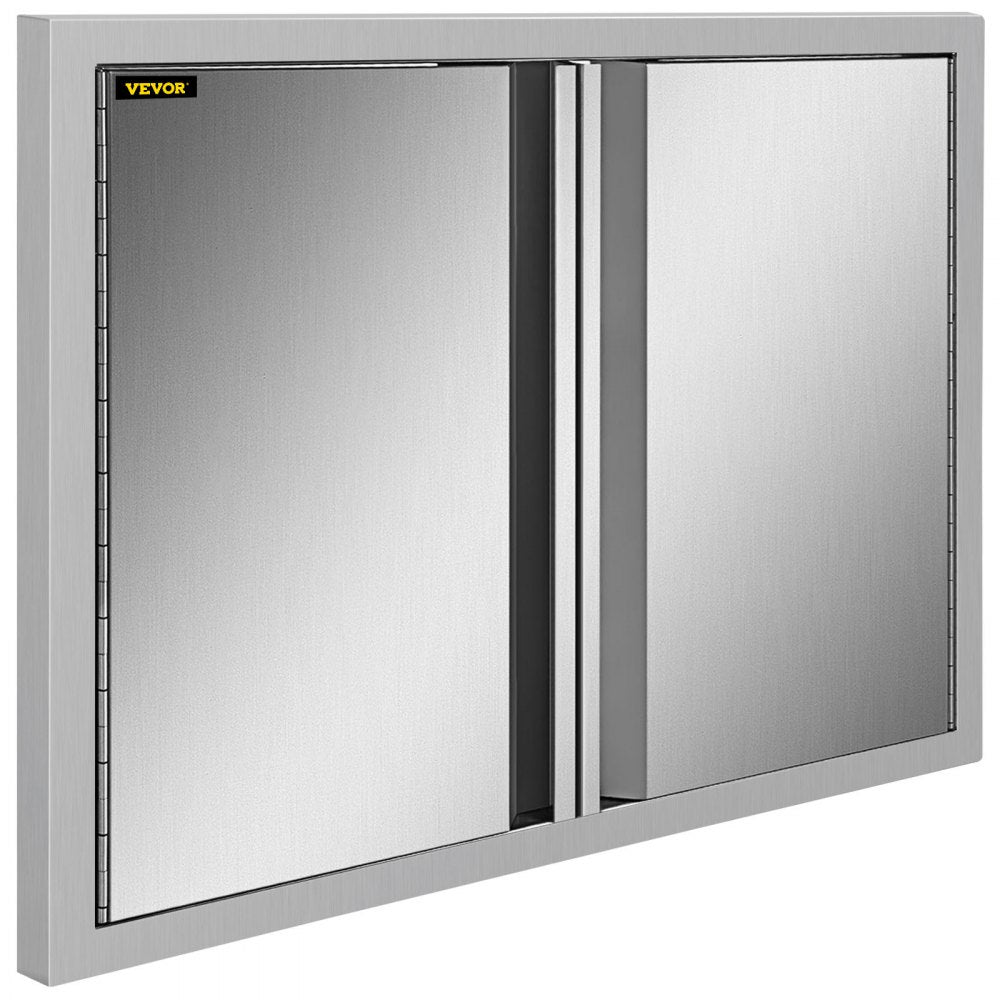 VEVOR BBQ Access Door 30.5W x 21H Inch, Double BBQ Door Stainless Steel with Recessed Handle, Outdoor Kitchen Doors for BBQ Island, Grill Station, Outside Cabinet 