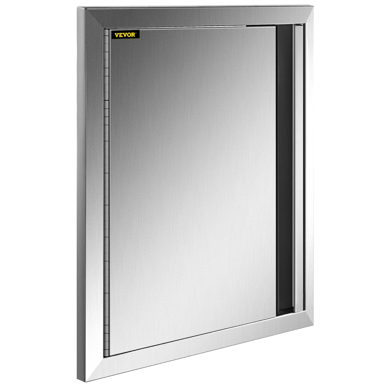 VEVOR BBQ Access Door 17W x 24H Inch, Vertical Single BBQ Door Stainless Steel with Recessed Handle, Outdoor Kitchen Doors for BBQ Island, Grill Station, Outside Cabinet 