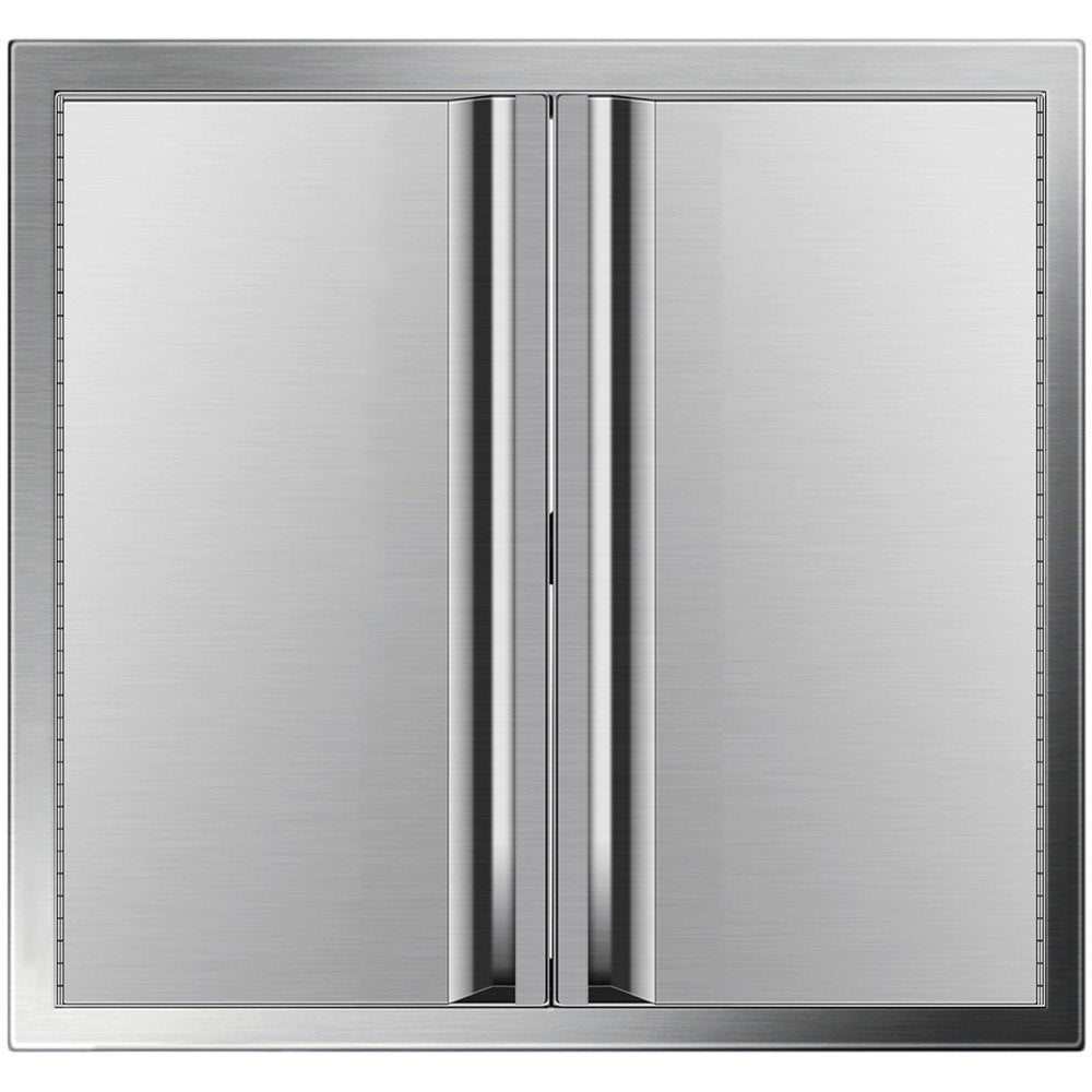 VEVOR BBQ Access Door 24 x 24 Inch, Double BBQ Door Stainless Steel with Recessed Handle, Outdoor Kitchen Doors for BBQ Island, Grill Station, Outside Cabinet 