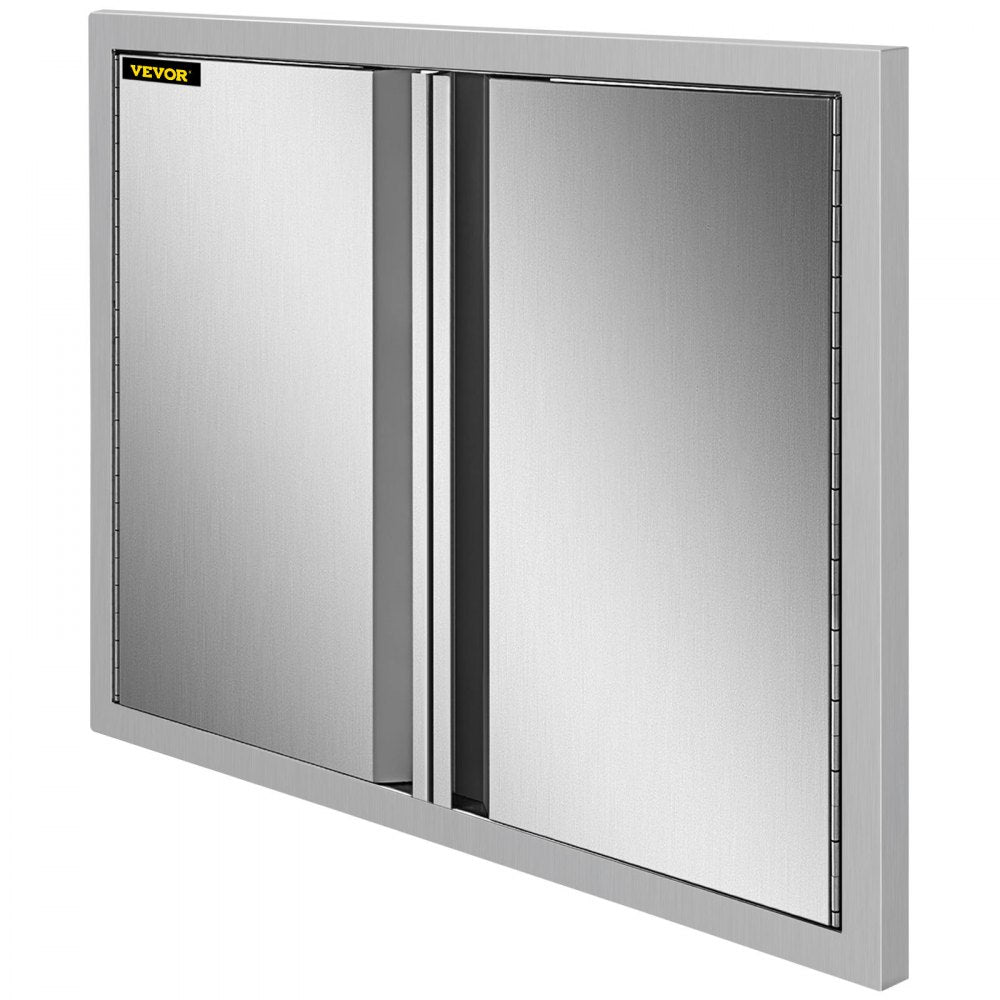 VEVOR BBQ Access Door 24 x 24 Inch, Double BBQ Door Stainless Steel with Recessed Handle, Outdoor Kitchen Doors for BBQ Island, Grill Station, Outside Cabinet 