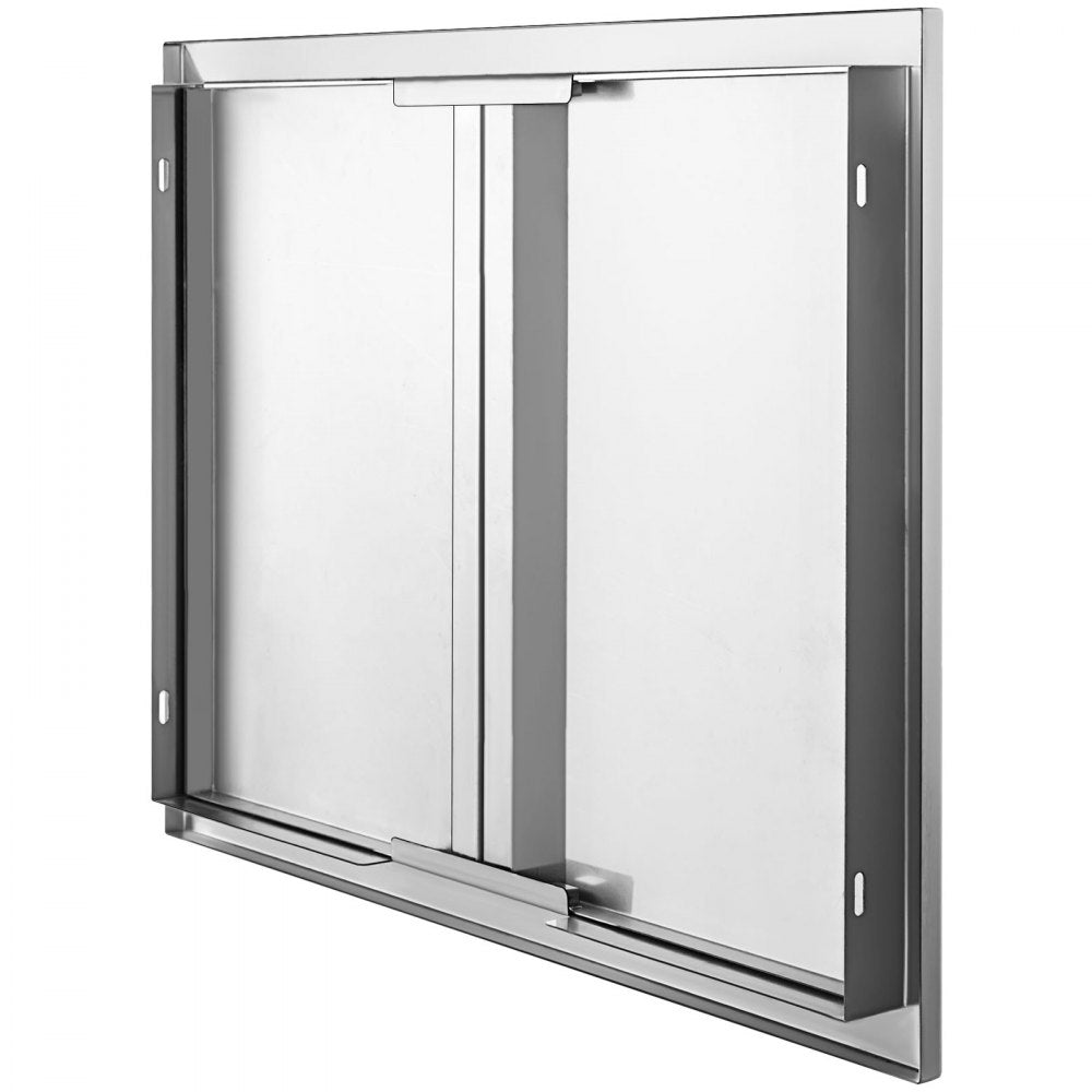 VEVOR BBQ Access Door 24 x 24 Inch, Double BBQ Door Stainless Steel with Recessed Handle, Outdoor Kitchen Doors for BBQ Island, Grill Station, Outside Cabinet 