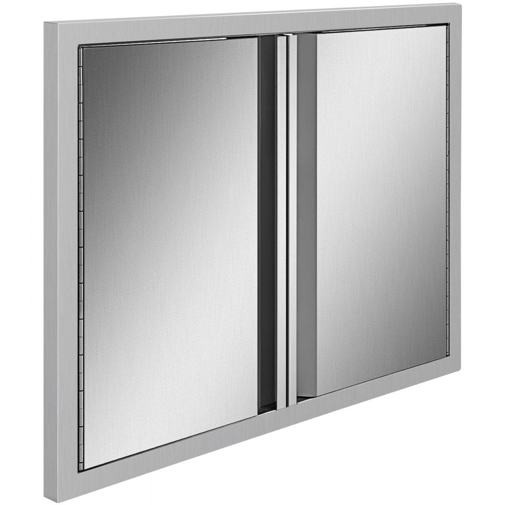 VEVOR BBQ Access Door 24 x 24 Inch, Double BBQ Door Stainless Steel with Recessed Handle, Outdoor Kitchen Doors for BBQ Island, Grill Station, Outside Cabinet 