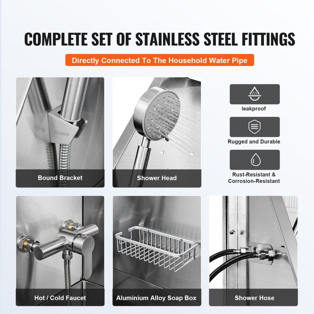 VEVOR 50" Pet Dog Bathing Station w/Stairs, Professional Stainless Steel Dog Grooming Tub w/ Soap Box, Faucet,Rich Accessory, Dog Bathtub for Large,Medium,Small Pets, Washing Sink for Home Right 