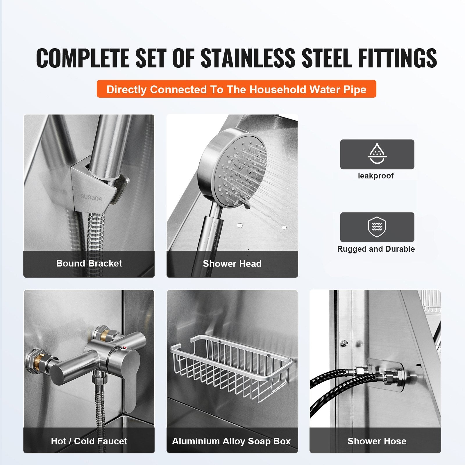 VEVOR 50" Pet Dog Bathing Station w/Stairs, Professional Stainless Steel Dog Grooming Tub w/ Soap Box, Faucet,Rich Accessory, Dog Bathtub for Large,Medium,Small Pets, Washing Sink for Home Left 