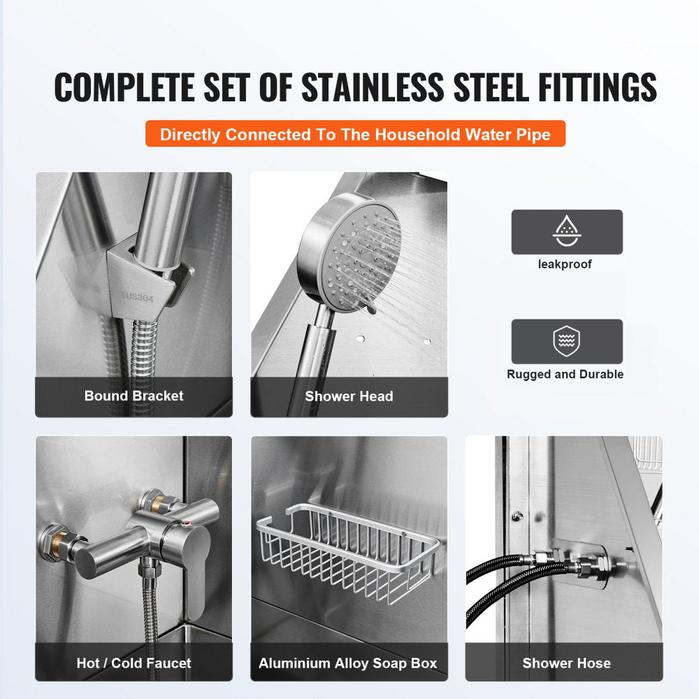 VEVOR 62" Pet Dog Bathing Station w/Stairs, Professional Stainless Steel Dog Grooming Tub w/ Soap Box, Faucet,Rich Accessory,Bathtub for Large,Medium,Small Pet, Washing Sink for Home(Right) 