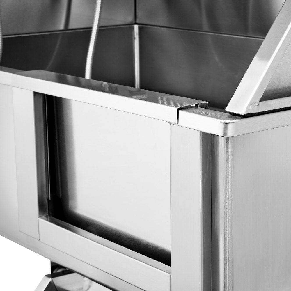 VEVOR 62" Pet Dog Bathing Station w/Stairs, Professional Stainless Steel Dog Grooming Tub w/ Soap Box, Faucet,Rich Accessory,Bathtub for Large,Medium,Small Pet, Washing Sink for Home(Right) 