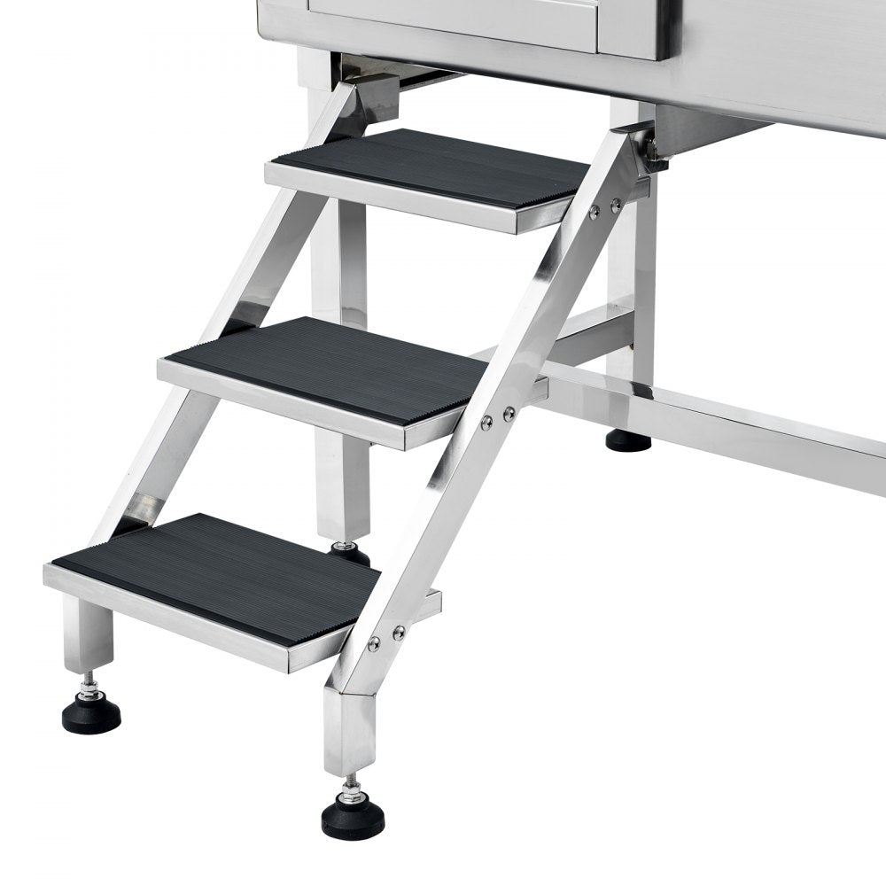 VEVOR 62" Pet Dog Bathing Station w/Stairs, Professional Stainless Steel Dog Grooming Tub w/ Soap Box, Faucet,Rich Accessory,Bathtub for Large,Medium,Small Pet, Washing Sink for Home(Right) 