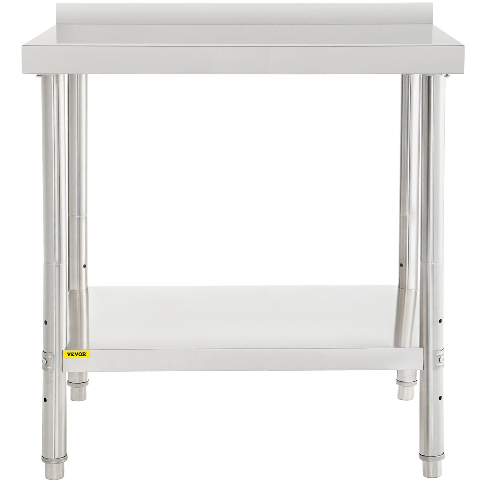 VEVOR Stainless Steel Prep Table, 36 x 24 x 35 Inch, 440lbs Load Capacity Heavy Duty Metal Worktable with Backsplash and Adjustable Undershelf, Commercial Workstation for Kitchen Restaurant 