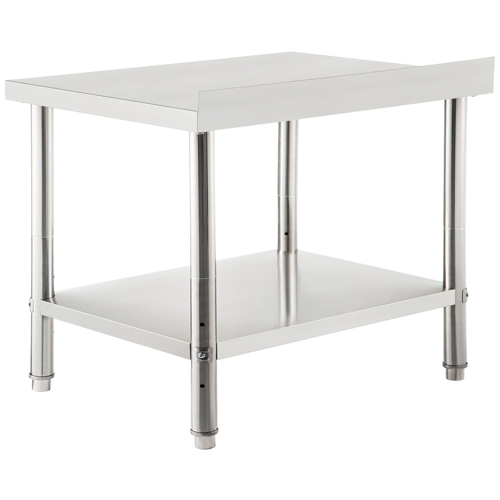 VEVOR Stainless Steel Prep Table, 36 x 24 x 35 Inch, 440lbs Load Capacity Heavy Duty Metal Worktable with Backsplash and Adjustable Undershelf, Commercial Workstation for Kitchen Restaurant 