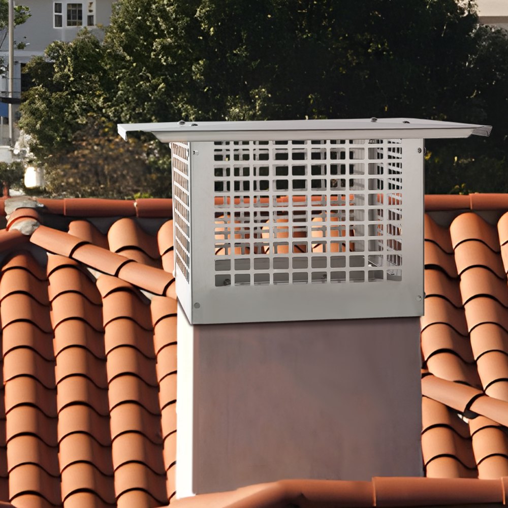 VEVOR Chimney Cap, 17 x 17 inch, 304 Stainless Steel Fireplace Chimney Cover, Not Easily Toppled & Practical Accessories & Easy Installation, Fits Mesh Flue Covers Outside Clay Flue Shingles, Silver 