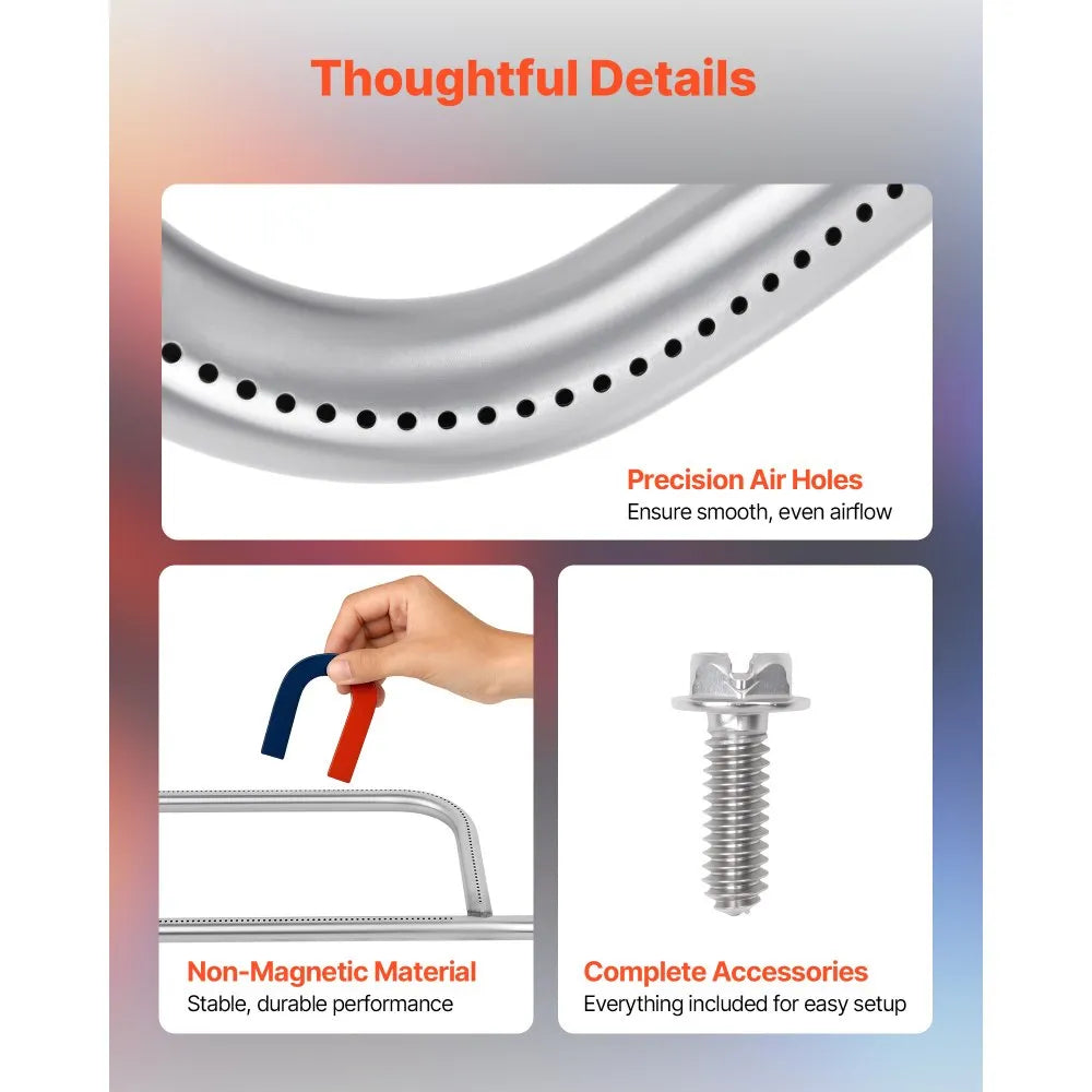 VEVOR Grill Burner Tube for Weber Q200, Q220, Q2000, Q2200, Q2400, 20.5 inch 304 Stainless Steel Tube Burner for Weber 396000, 396001, 396002, 566002, 53060001, Replacement Part 60041, 69956, 41862 