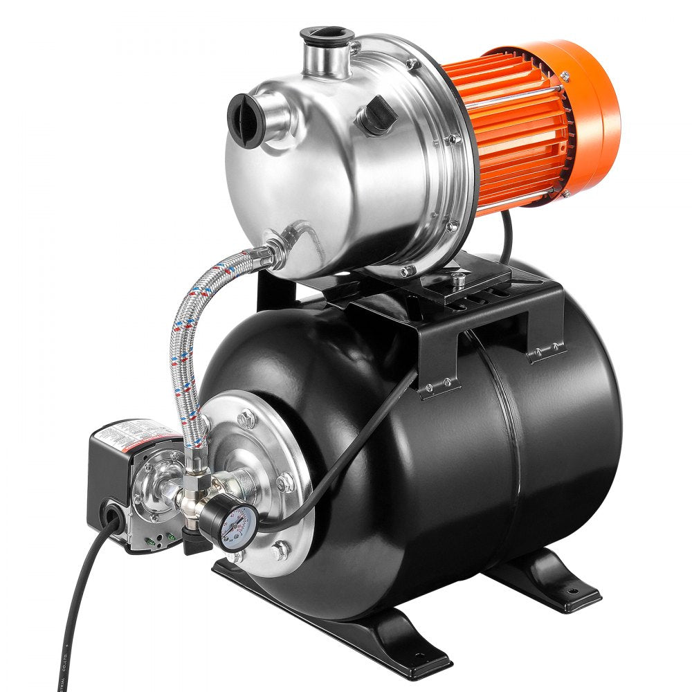 VEVOR 1HP Shallow Well Pump with Pressure Tank 1000GPH Irrigation Booster Pump 