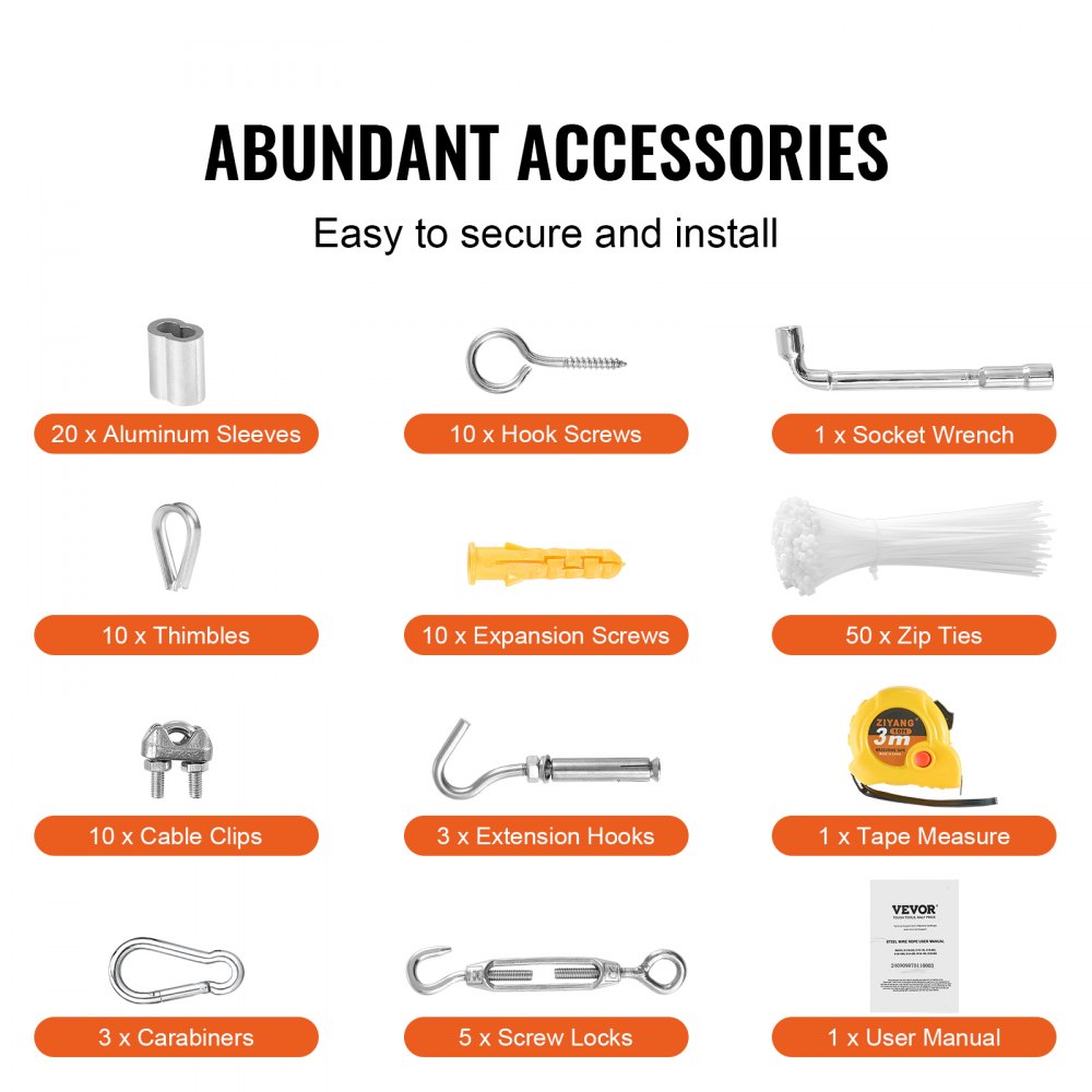 VEVOR T304 Stainless Steel Cable 1/8" 7x7 Steel Wire Rope 100 ft Cable Railing 