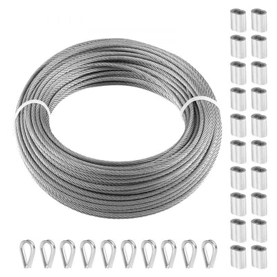VEVOR T316 Stainless Steel Cable 1/8" 7x7 Steel Wire Rope 100 ft Cable Railing 