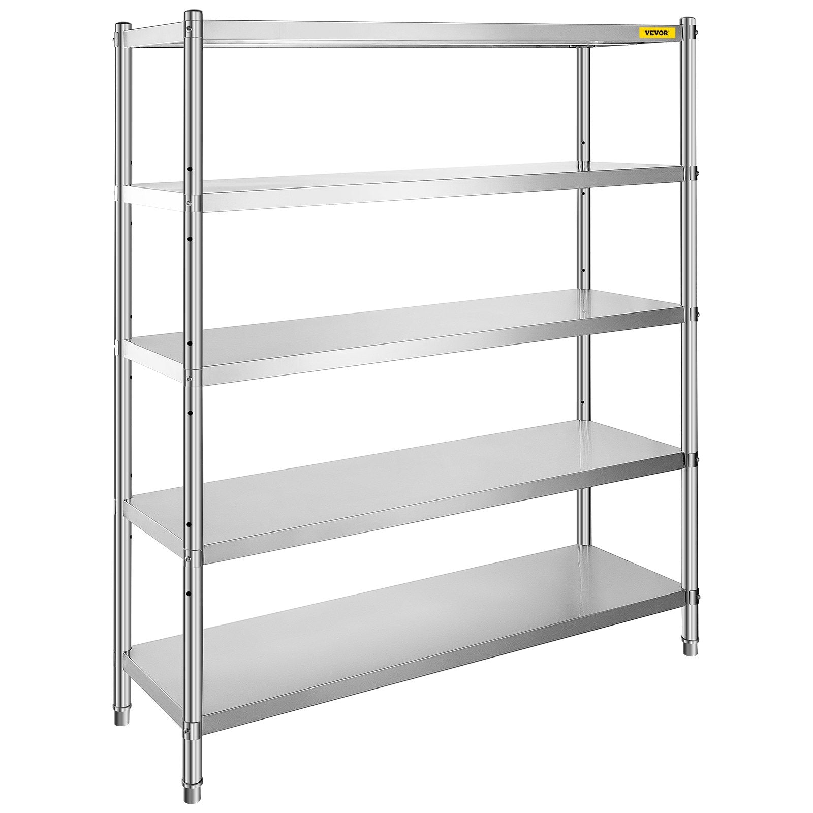 VEVOR Stainless Steel Shelving 60x18.5 Inch 5 Tier Adjustable Shelf Storage Unit Stainless Steel Heavy Duty Shelving for Kitchen Commercial Office Garage Storage 330lb Per Shelf 