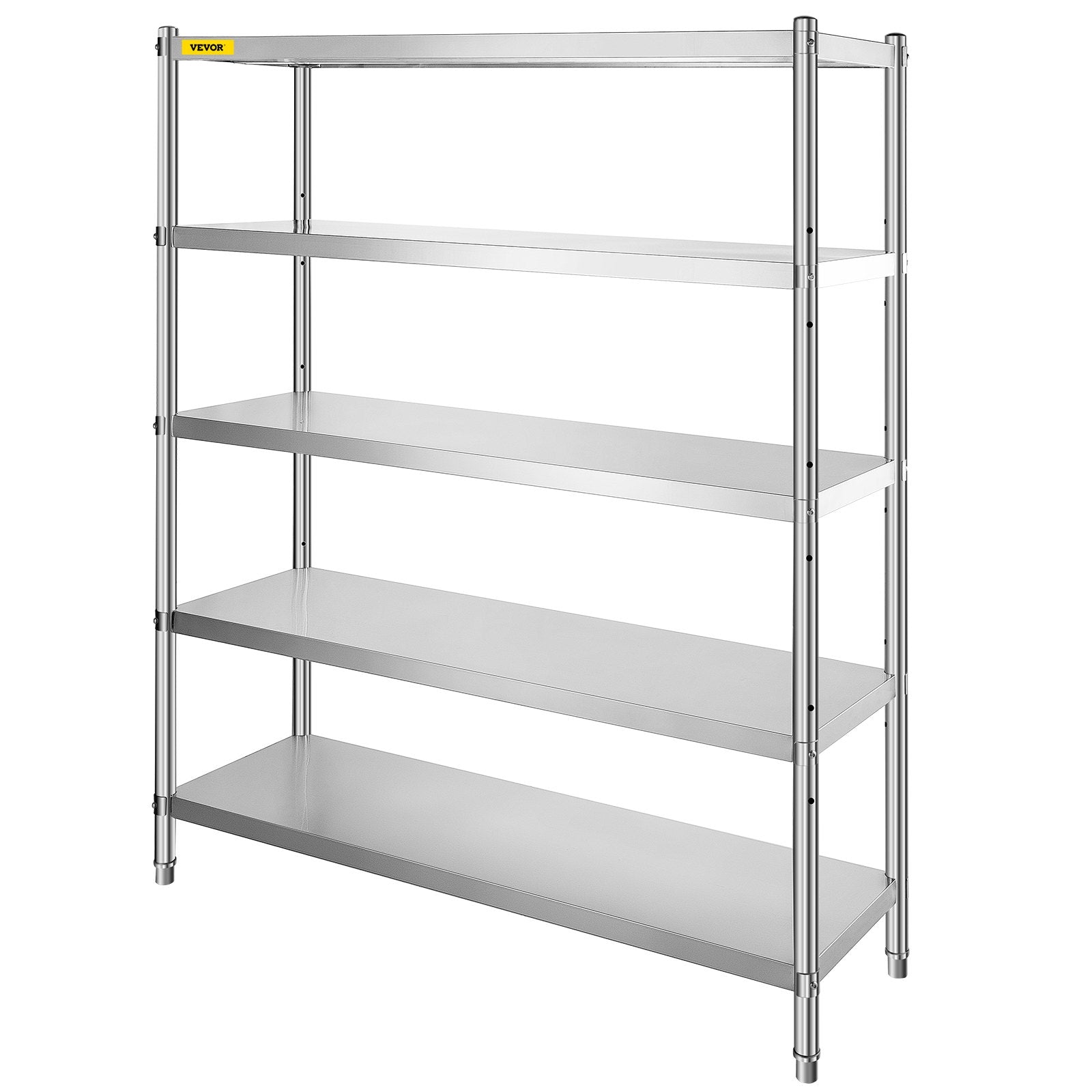 VEVOR Stainless Steel Shelving 60x18.5 Inch 5 Tier Adjustable Shelf Storage Unit Stainless Steel Heavy Duty Shelving for Kitchen Commercial Office Garage Storage 330lb Per Shelf 