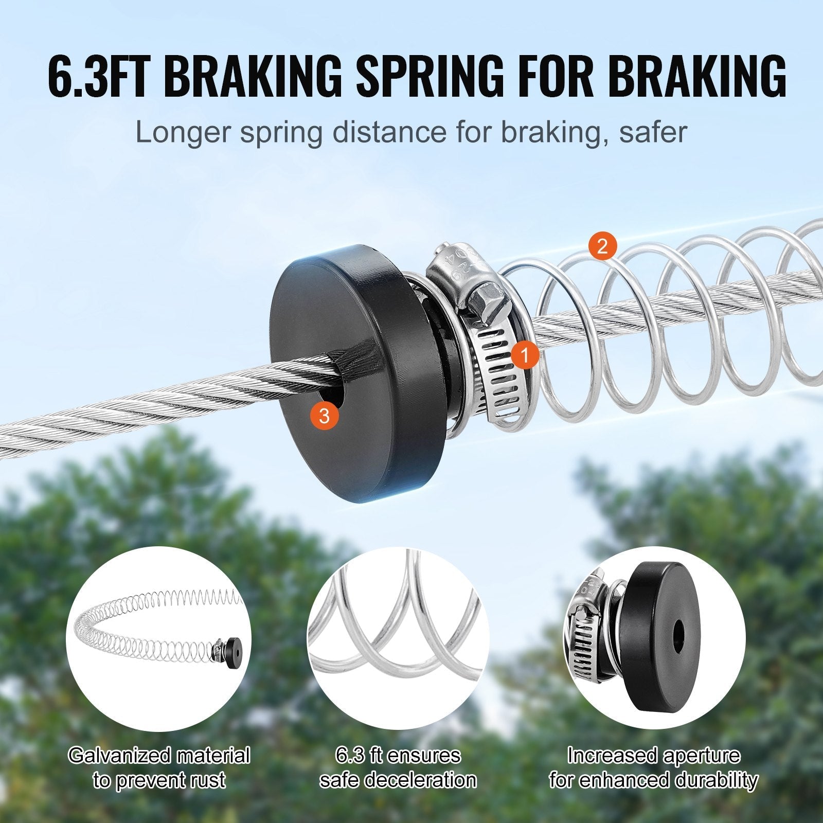 EVOR Zipline Kit for Kids and Adult, 100 ft Zip Line Kits Up to 500 lb, Backyard Outdoor Quick Setup Zipline, Playground Entertainment with Stainless Steel Zipline, Spring Brake, Safety Harness, Seat 