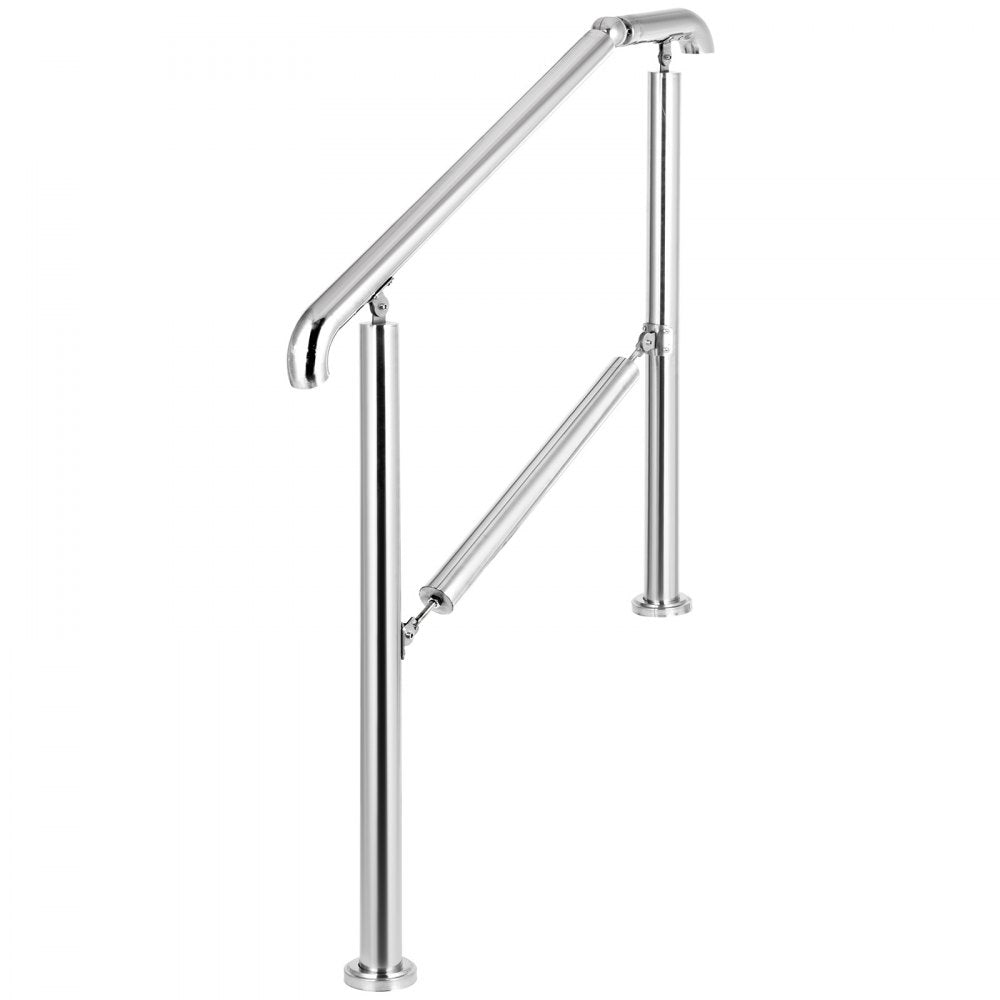 VEVOR 3 Step Railing Stainless Steel Transitional Handrail fit for Level Surface and 1 to 3 Steps Adjustable Stair Railing Indoor Outdoor Step Railings 220lb Capacity W/ Installation Kit Porch DIY 