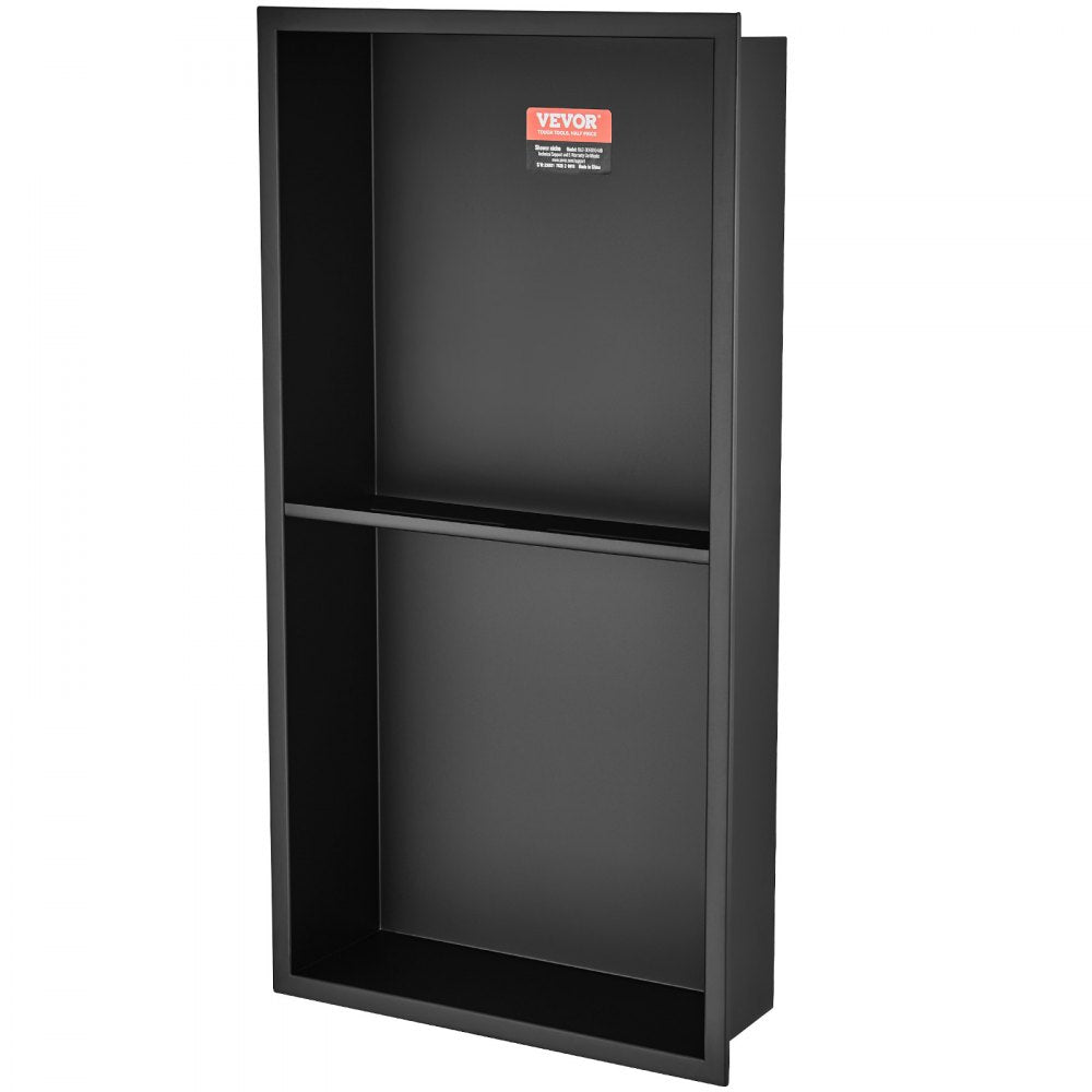 VEVOR 13"x25" No Tile Shower Niche 304 Stainless Steel, Wall-Inserted Niche Recessed Double Shelves, Sealed Waterproof Rust-Resistant Easy Cleaning Modern Niche for Shower or Soap Storage Bathroom 