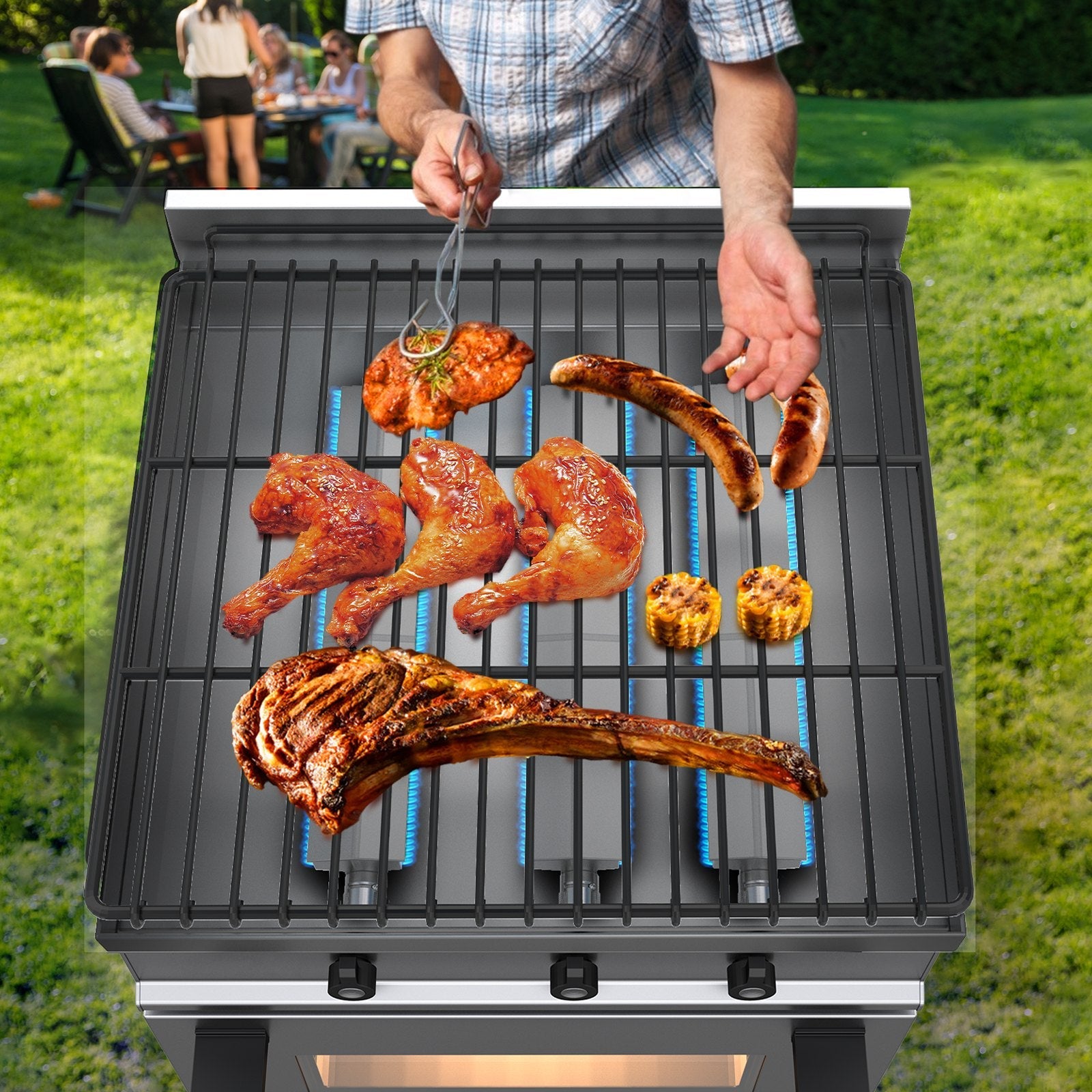 VEVOR Grill Burners, Stainless Steel BBQ Burners Replacement, 1 Pack Grill Burner Replacement, Flame Grill with 16.1\" Length Barbecue Replacement Parts with Evenly Burning for for Premium Gas Grills 