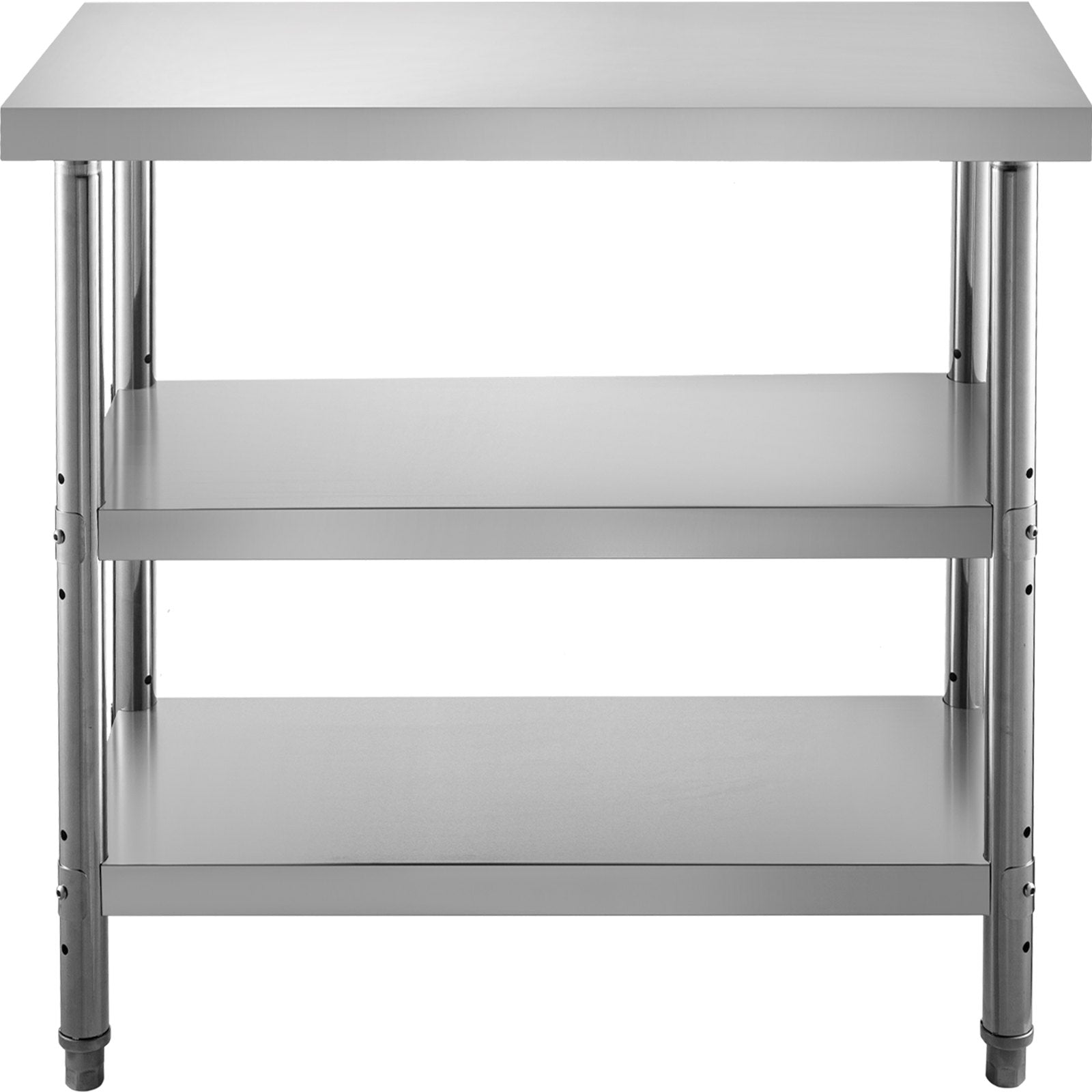 VEVOR Outdoor Food Prep Table, 24x14x33 in Commercial Stainless Steel Table, 2 Adjustable Undershelf BBQ Prep Table, Heavy Duty Kitchen Work Table, for Garage, Home, Warehouse, and Kitchen Silver 