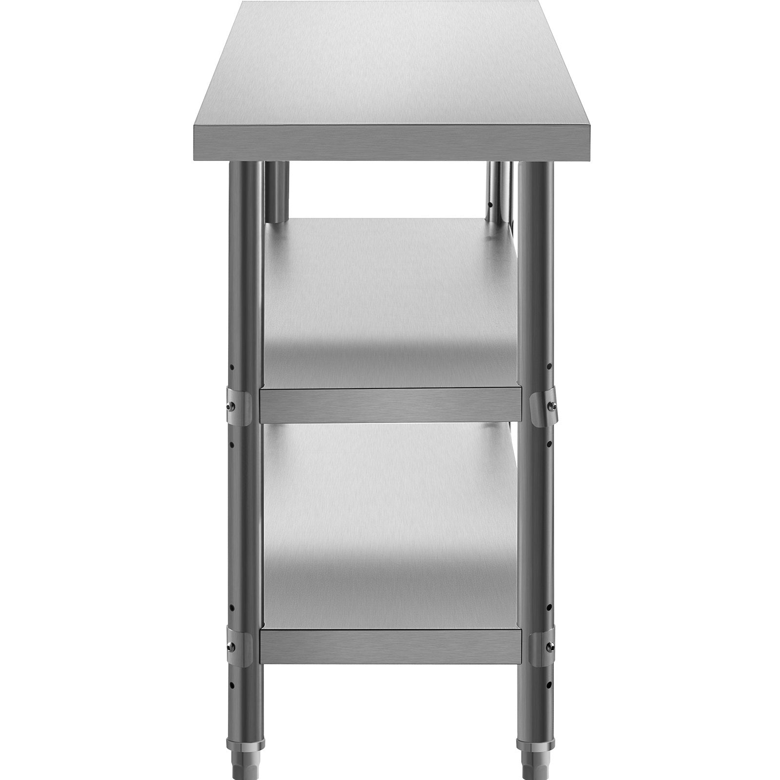 VEVOR Outdoor Food Prep Table, 24x14x33 in Commercial Stainless Steel Table, 2 Adjustable Undershelf BBQ Prep Table, Heavy Duty Kitchen Work Table, for Garage, Home, Warehouse, and Kitchen Silver 