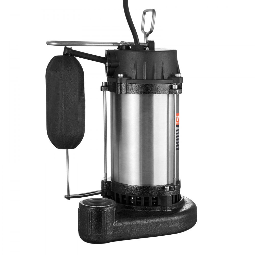 VEVOR Submersible Sewage Pump Water Pump 0.5HP 4188GPH 24 ft Lift for Basement 