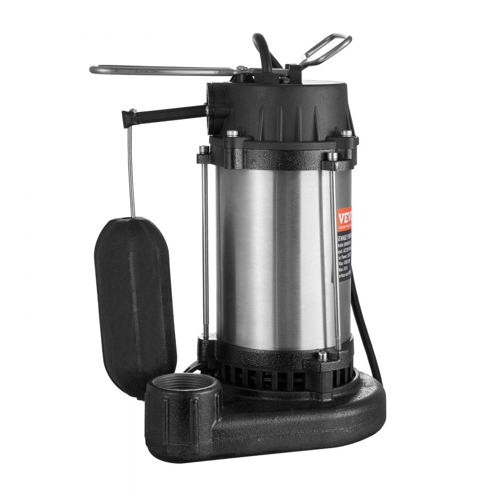 VEVOR Submersible Sewage Pump Water Pump 0.5HP 4188GPH 24 ft Lift for Basement 