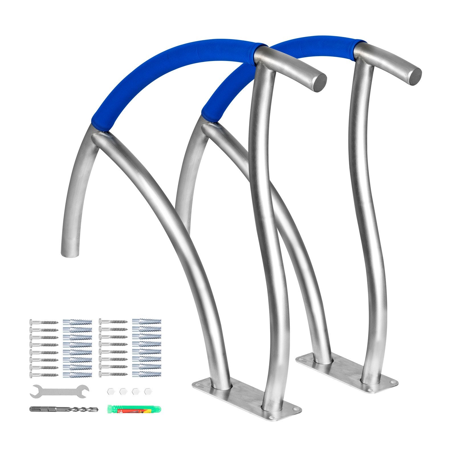 VEVOR Swimming Pool Handrail Ladder Handrail Stainless Steel Rail w/ Base Plate 