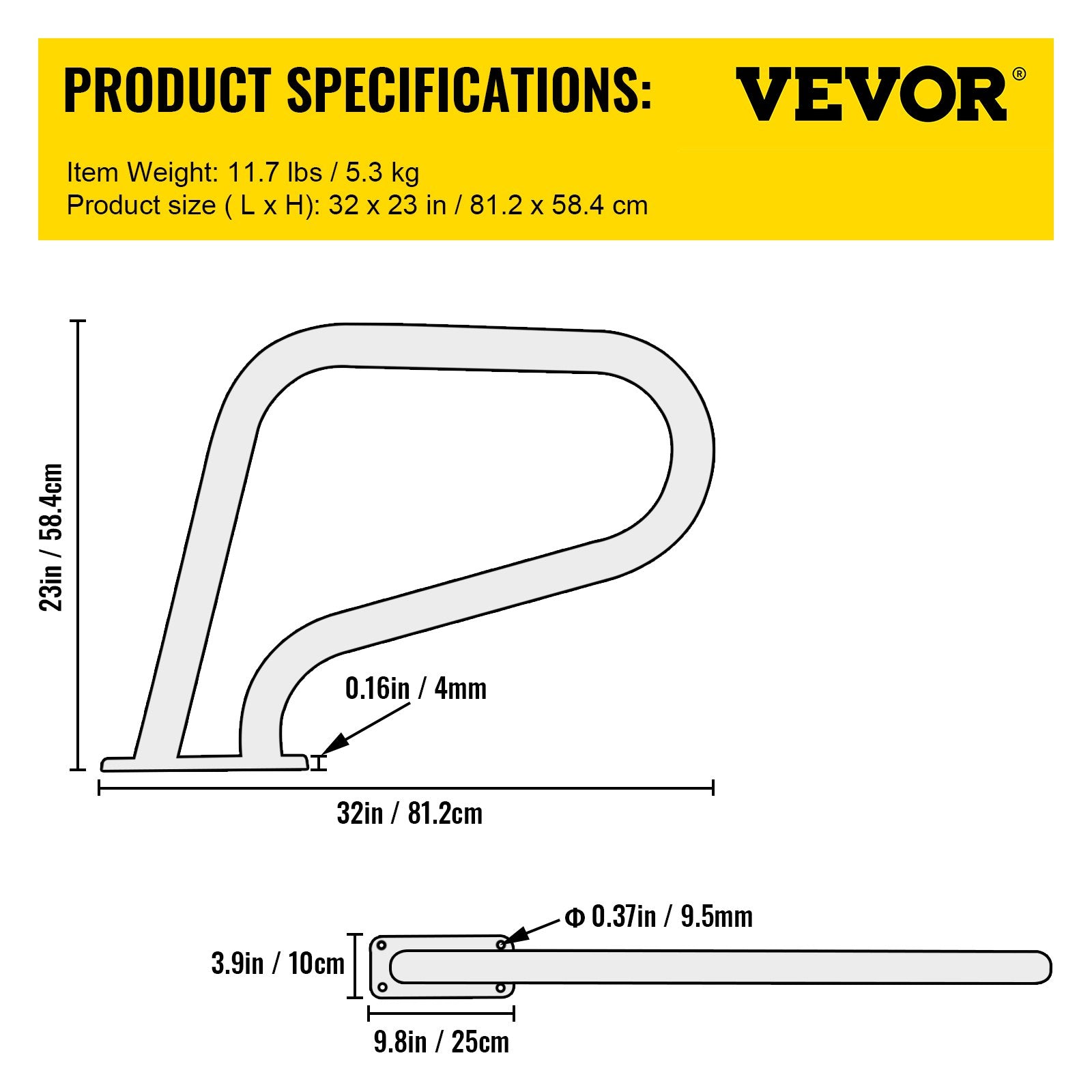 VEVOR Pool Rail 32x23" Pool Railing 304 Stainless Steel 250LBS Load Capacity Silver Rustproof Pool Handrail Humanized Swimming Pool Handrail with Blue Grip Cover & M8 Drill Bit & Self-taping Screws 