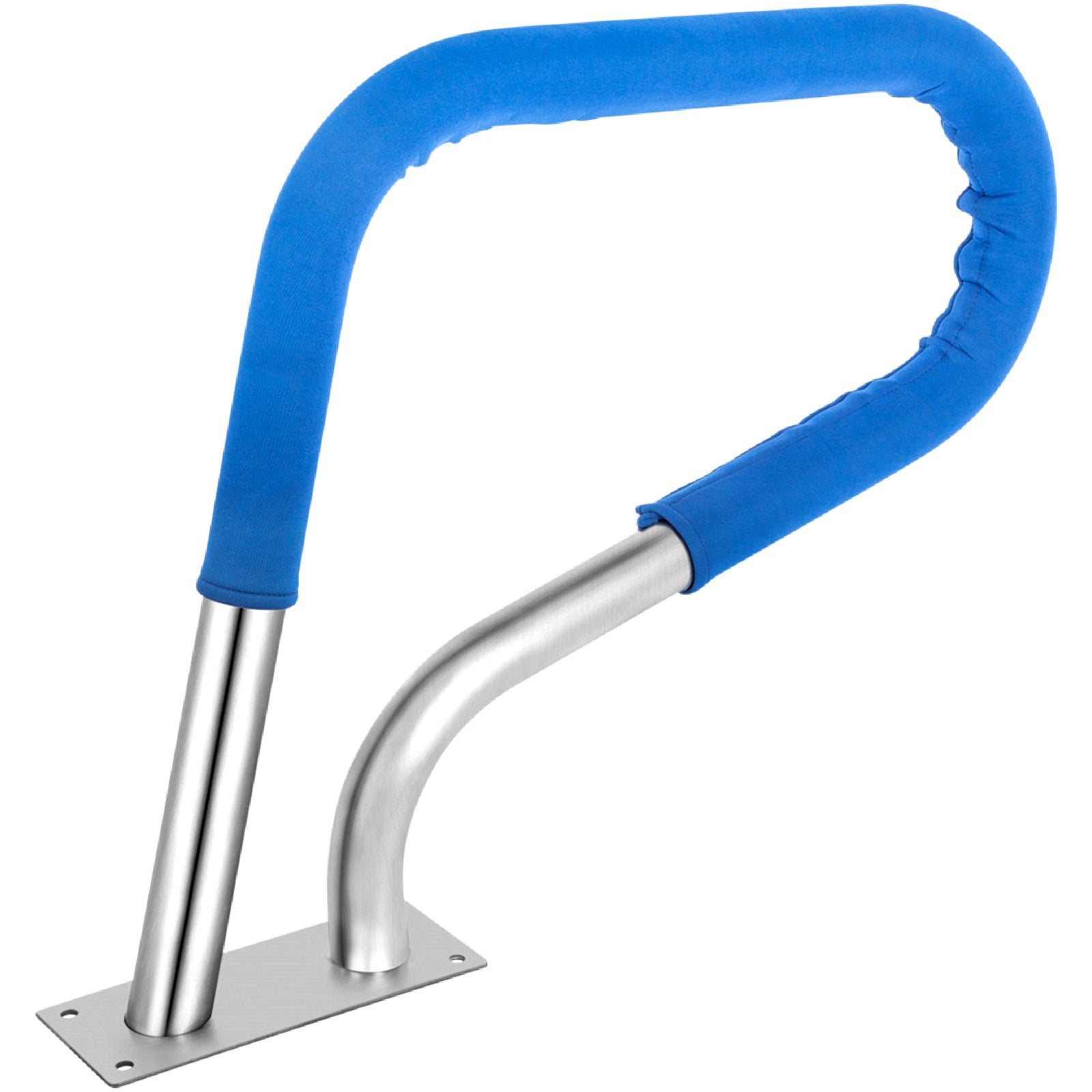 VEVOR Pool Rail 32x23" Pool Railing 304 Stainless Steel 250LBS Load Capacity Silver Rustproof Pool Handrail Humanized Swimming Pool Handrail with Blue Grip Cover & M8 Drill Bit & Self-taping Screws 